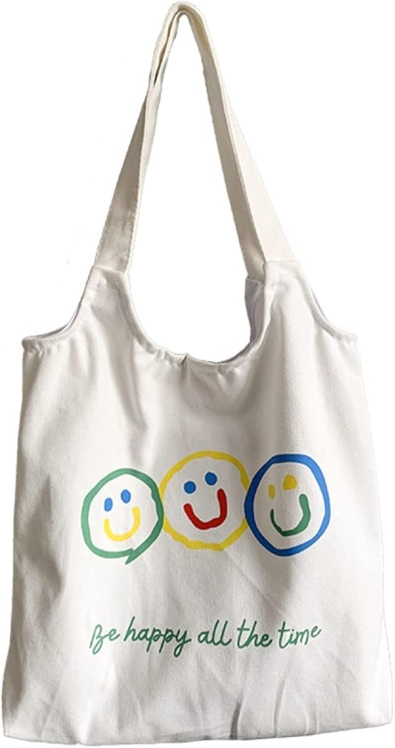 トートバッグ　かわいい　笑顔　プリント柄　マグネット　内側ポケット付き　手提げ　肩掛け　軽量　水洗い　色落ちしない　ショッピング　歩く　折りたたみ　おしゃれ　エコバッグ　37x36cm 6,225円