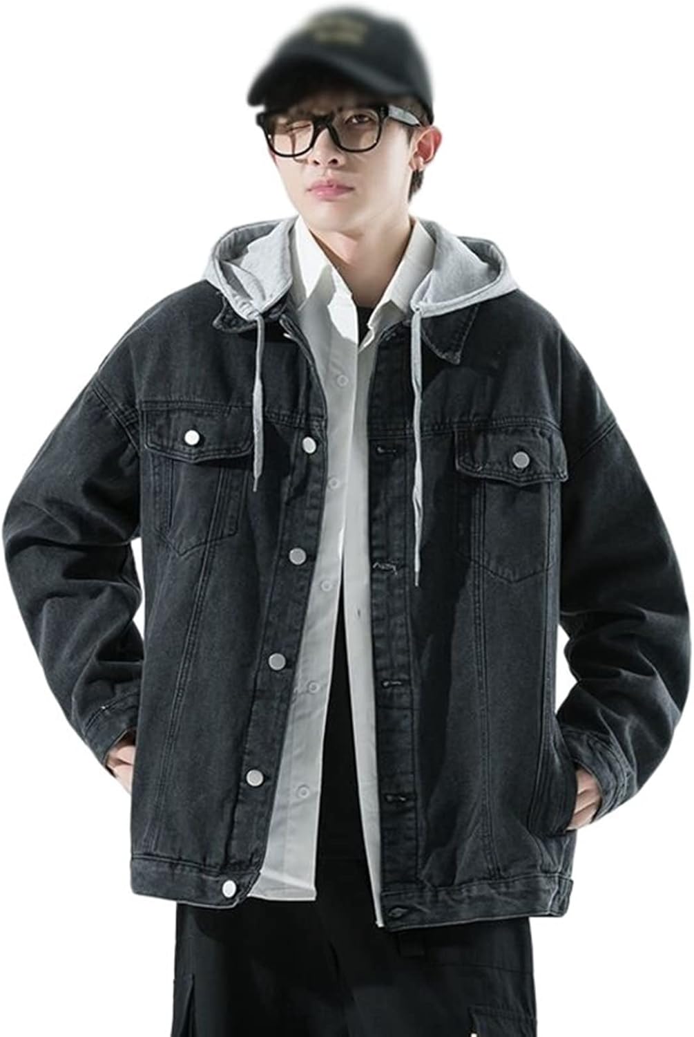 【全店通用25％OFFクーポン】ジャン デニムジャケット メンズ フード付き 春秋 防風 防寒 長袖 綿 快適 ストレッチ ゆったり ジージャン デニムコート 大きいサイズ 着回し お出かけ 通勤 通学 カジュアル カッコイイ｜大森麗萱