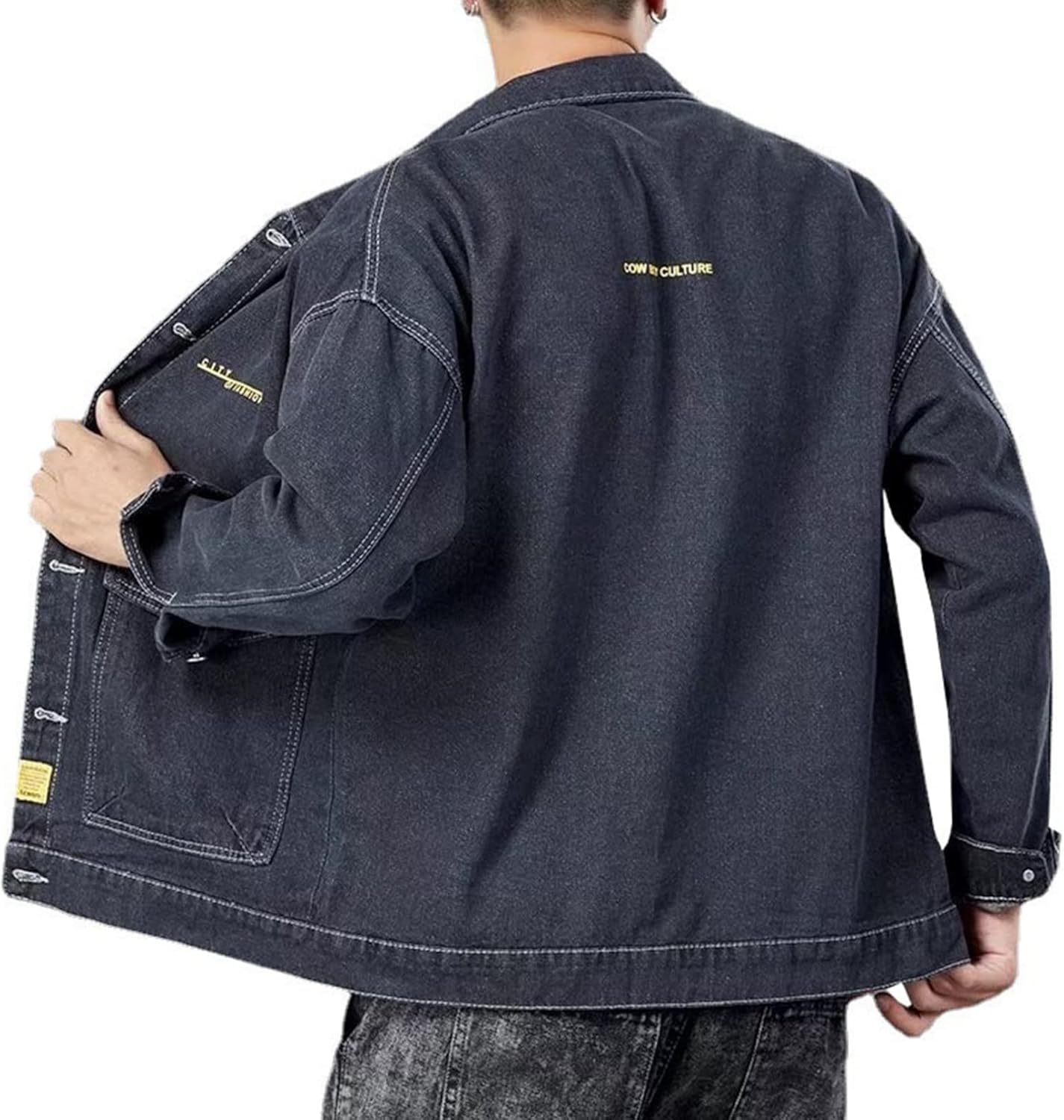 【今日このごろ押さえる、超買得30％OFFクーポン券、2度汐合い絶無】ジャン ジーンズ上衣 メンズ 黒いこと 烏兎 防風 防寒 長袖 開襟 綿 好いたらしい 伸ばすこと ゆったり ジージャン ジーンズ厚地の外套 馬鹿でかい大きさ 合わせ分かりやすい お出かけ 通い 通学 心地好い