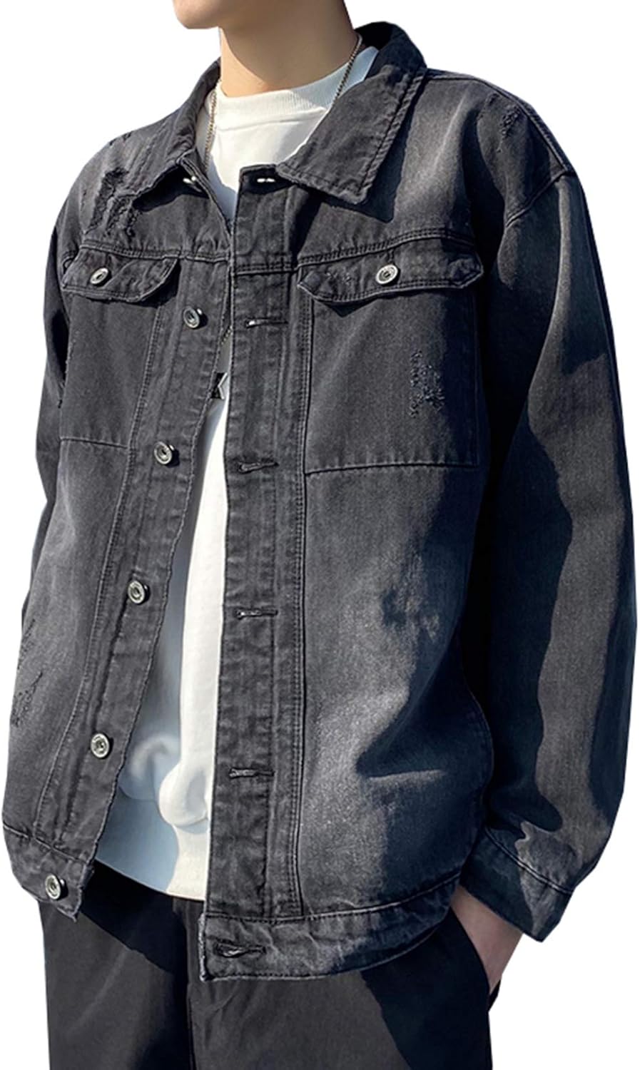 【全店通用25%OFFクーポン】-5XL デニムジャケット ジャン メンズ 春秋 防風 防寒 大きいサイズ ゆったり ストレッチ ジージャン 合わせやすい カジュアル 通勤 通学 お出かけ おしゃれ ヴィンテージ 色落ち ブラ|大森麗萱
