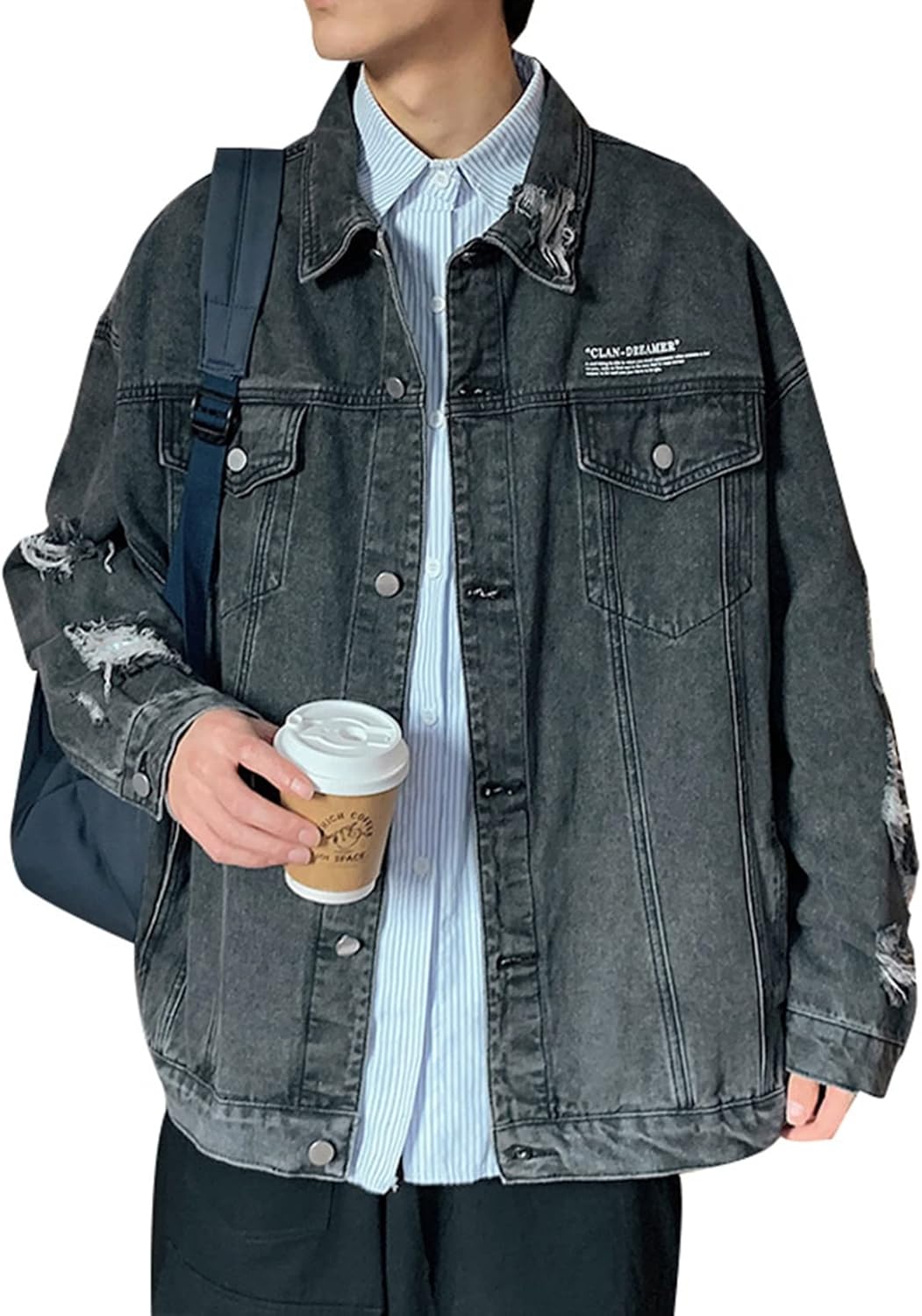 【全店通用25%OFFクーポン】ジャン メンズ ブルー/グレー 春秋 防風 防寒 カジュアル 通勤 通学 お出かけ デニムジャケット ジージャン ダメージ加工 ヴィンテージ風 かっこいい 着回し ゆったり 大きいサイズ S-3|大森麗萱