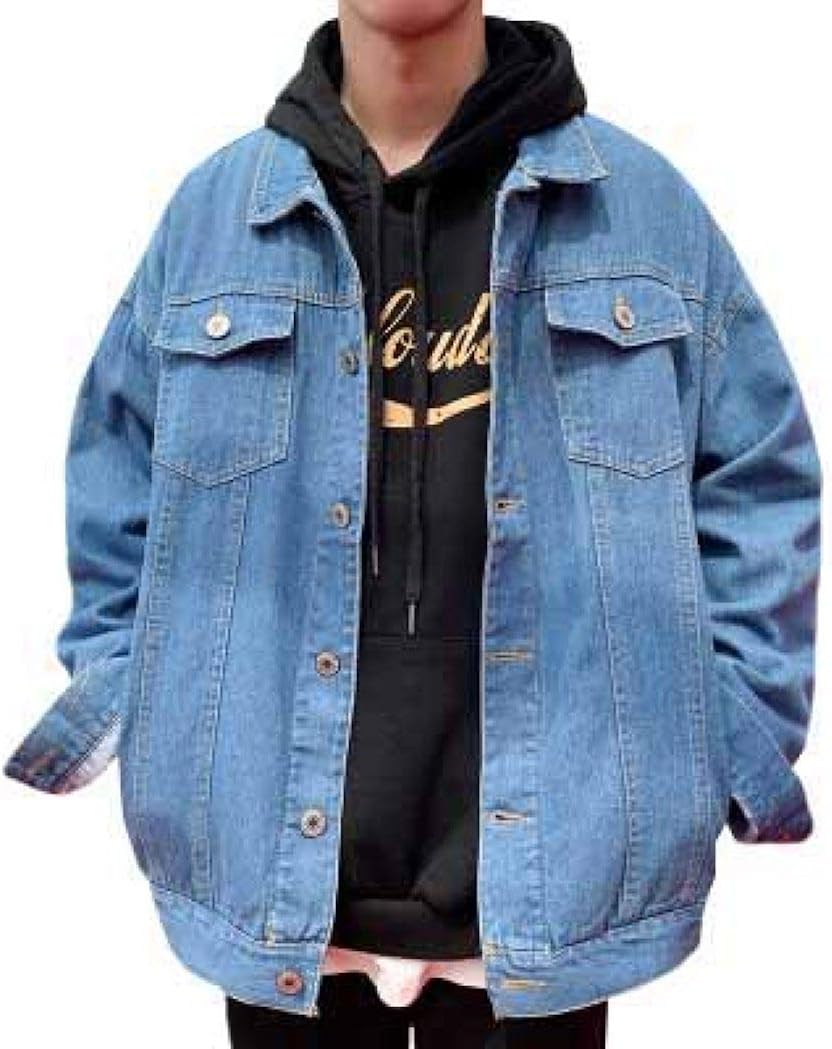 【全店通用25％OFFクーポン】メンズ ジャン デニム 春秋 M-5XL 大きいサイズ ゆったり 開襟 ジャケット 長袖 ヴィンテージ風 ストレッチ おしゃれ カジュアル カッコイイ 普段着 快適 防風 防寒 無地 ブルー ブ｜大森麗萱
