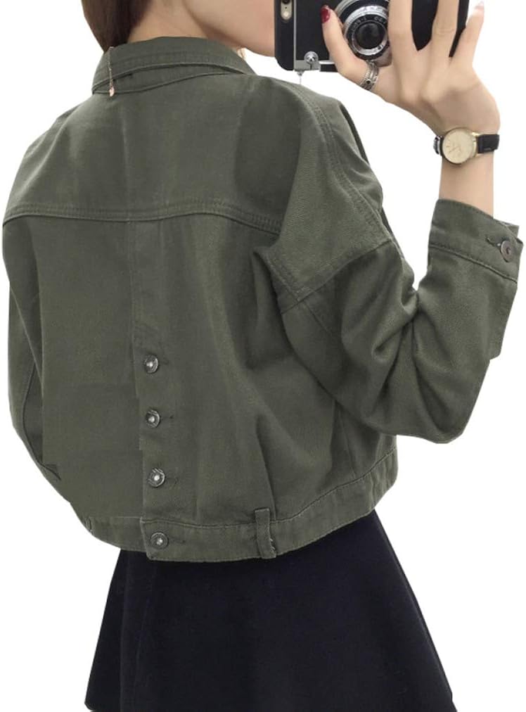 【今日このごろ押さえる、超買得30％OFFクーポン券、2度汐合い絶無】ジーンズ上衣 ジャン レディース 烏兎 馬鹿でかい大きさ 長袖 折り襟 防風 防寒 原宿風 今めかしい 修身 伸ばすこと 心地好い 通い 通学 お出かけ ジージャン 無地 5色選べる S-XL