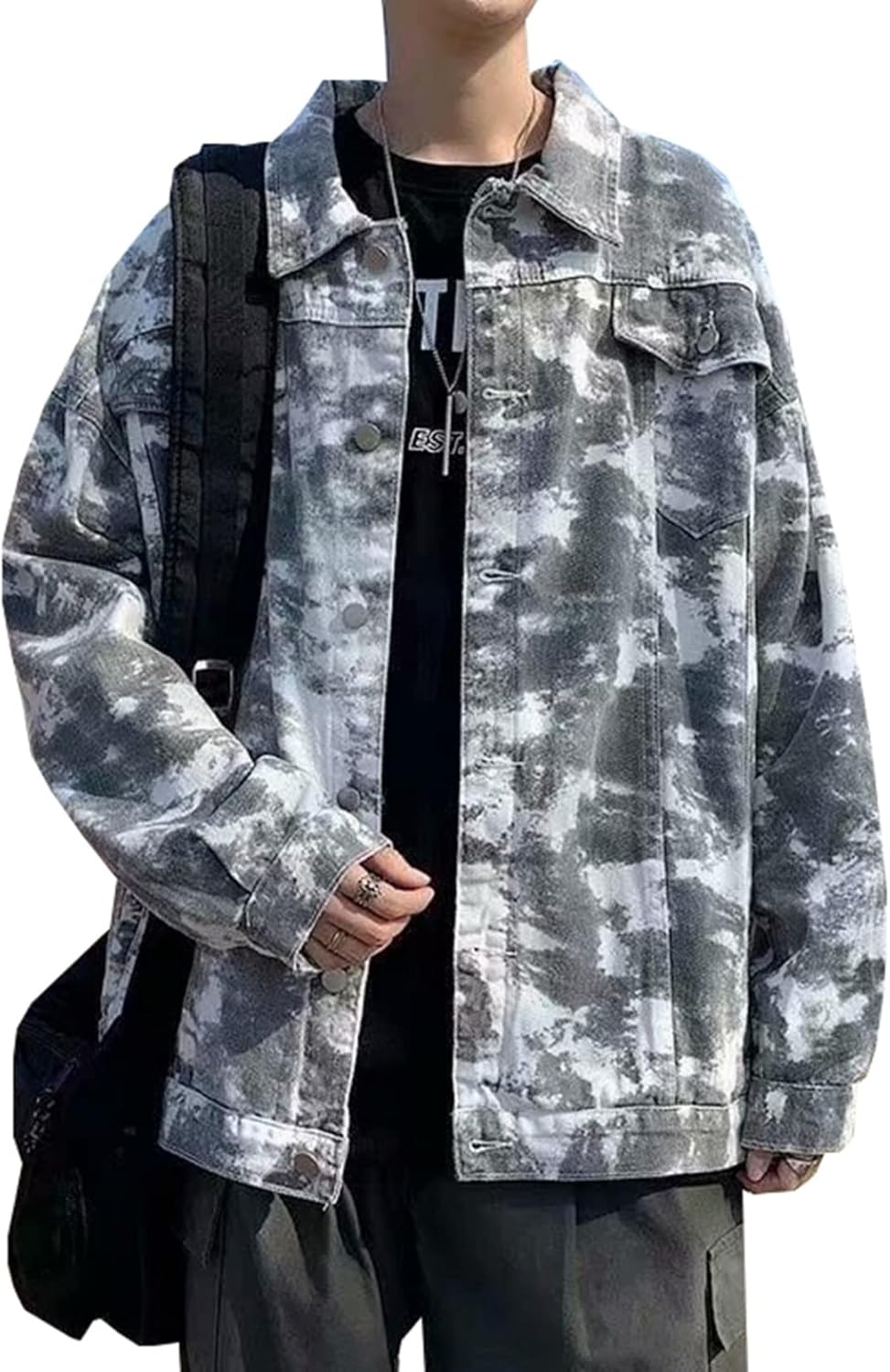 【全店通用25%OFFクーポン】デニムジャケット メンズ おしゃれ 絞り染め ブルー グレー ジージャン 春秋 防風 防寒 カジュアル お出かけ 通勤 通学 ジャン カッコイイ 着回し ゆったり 大きいサイズ M-2XL|大森麗萱