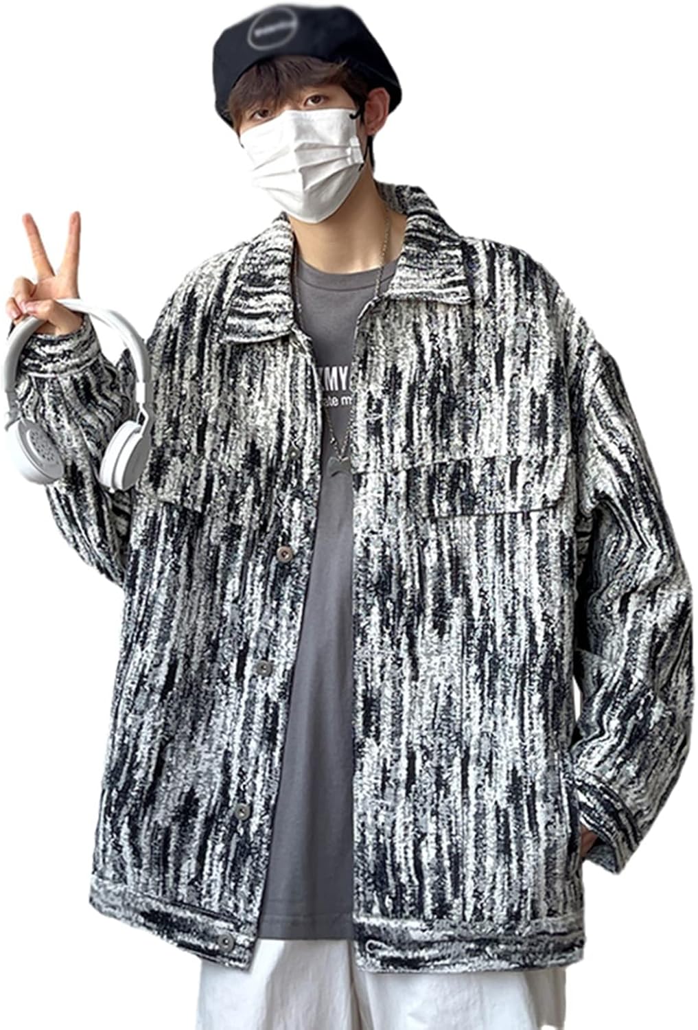 【全店通用25％OFFクーポン】-5XL　デニムジャケット　メンズ　春秋　防風　防寒　カジュアル　お出かけ　通勤　通学　ジャン　カッコイイ　着回し　ゆったり　大きいサイズ 　ジージャン　おしゃれ　ストリート系　絞り染め　ブルー｜大森麗萱