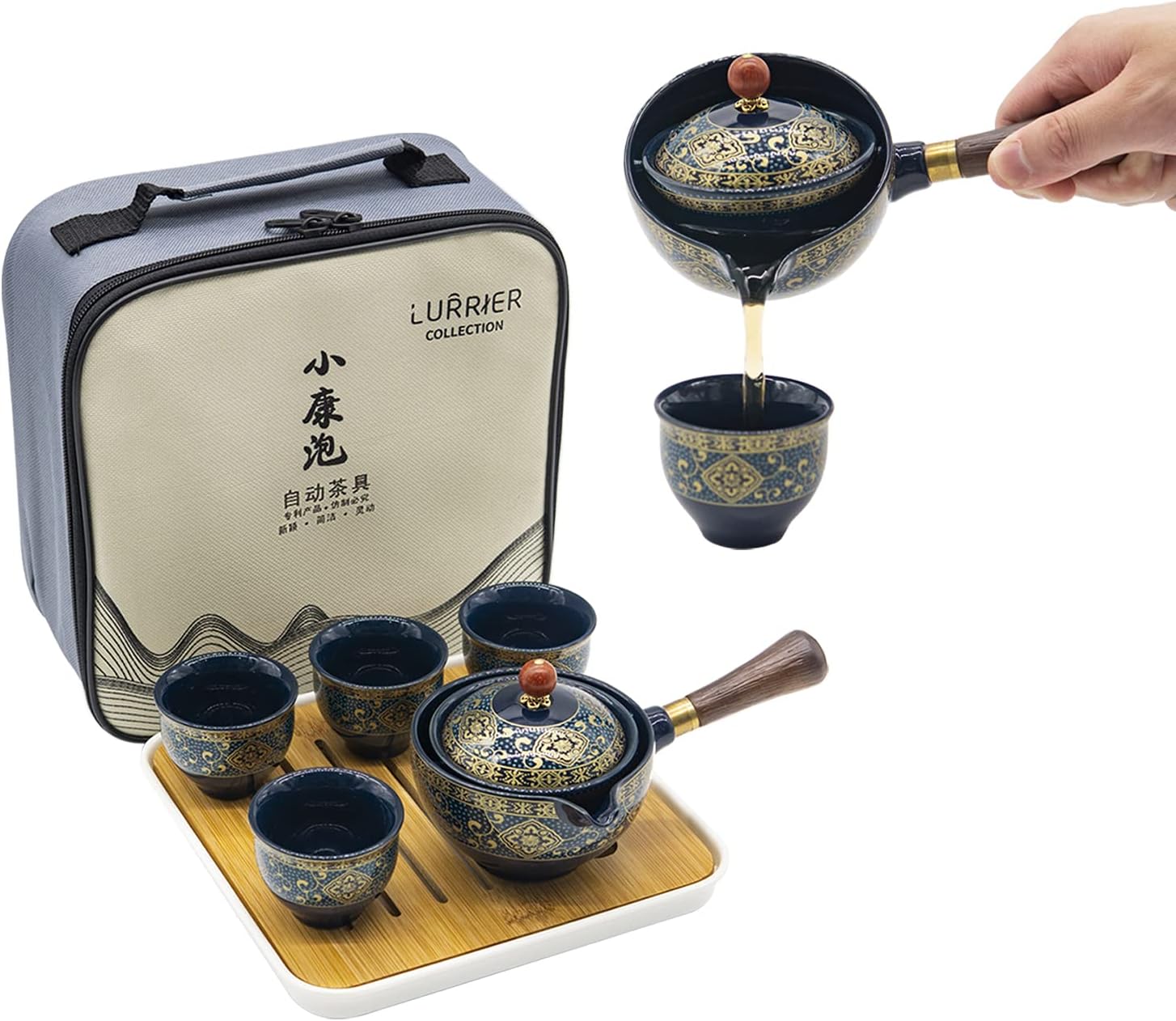 【25％OFFクーポン券】瀬戸もの中国紅風茶仕かける 携帯型ティーポット仕かける 360度回転させる紅茶製造業者とインフューザー付き添い人 携帯型 オールインワン 差し上げ物御徒面子 旅する 住まい 差し上げ物 アウトドア 事務室用 (フローラルブ 茶道具・湯呑・急須-コーヒー・お茶用品-中国茶器