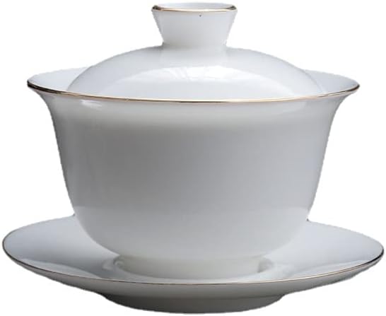 【25％OFFクーポン券】茶器仕かける中国茶器仕かける仕立て上げる茶器 元宝盖碗 茶具ティーポットティーポット 耐熱瑠璃瀬戸もの 玉蘭蓋碗 160ml 蓋碗 茶杯 急須 (ゴールド刈り込み) 中国茶器-キッチン用品・食器・調理器具-茶道具・湯呑・急須