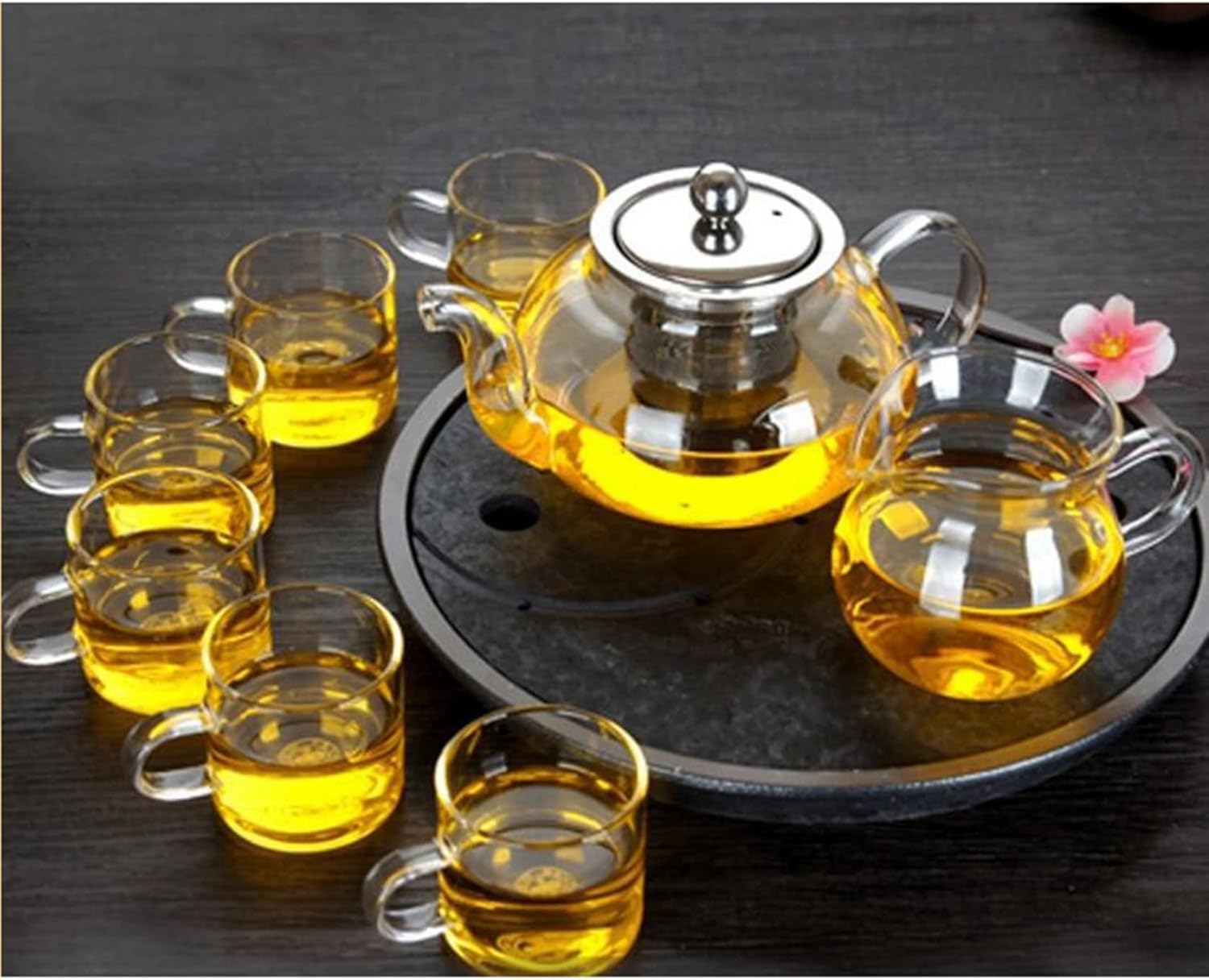 【全店通用25％OFFクーポン】ダブルウォールグラス 茶器 ティーセット ガラスポット 透明 ステンレス鋼フィルター リーフティポット 保温 耐熱 大容量 リーフティー 工芸茶 業務用 飲食店 カップ 分離式ティーポット 60｜大森麗萱