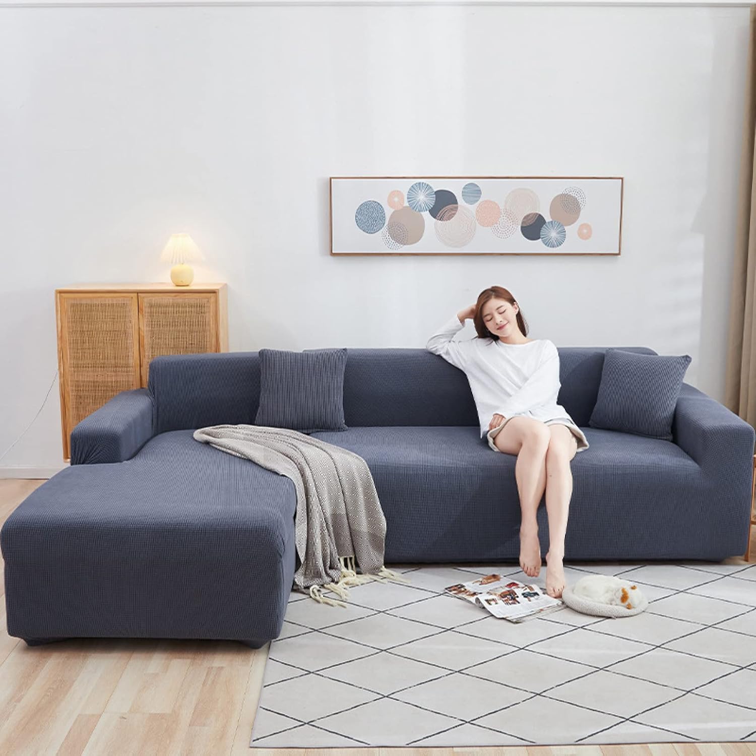 【全店通用25％OFFクーポン】無地 ソファーカバー 高弾力 カラー ストレッチ 3人掛け 2人掛け 肘あり コーナーソファカバー 一体型 北欧風 おしゃれ マルチカバー L 多機能 四季兼用 滑り止め 機能 防塵用 超便利カ｜大森麗萱 9,304円