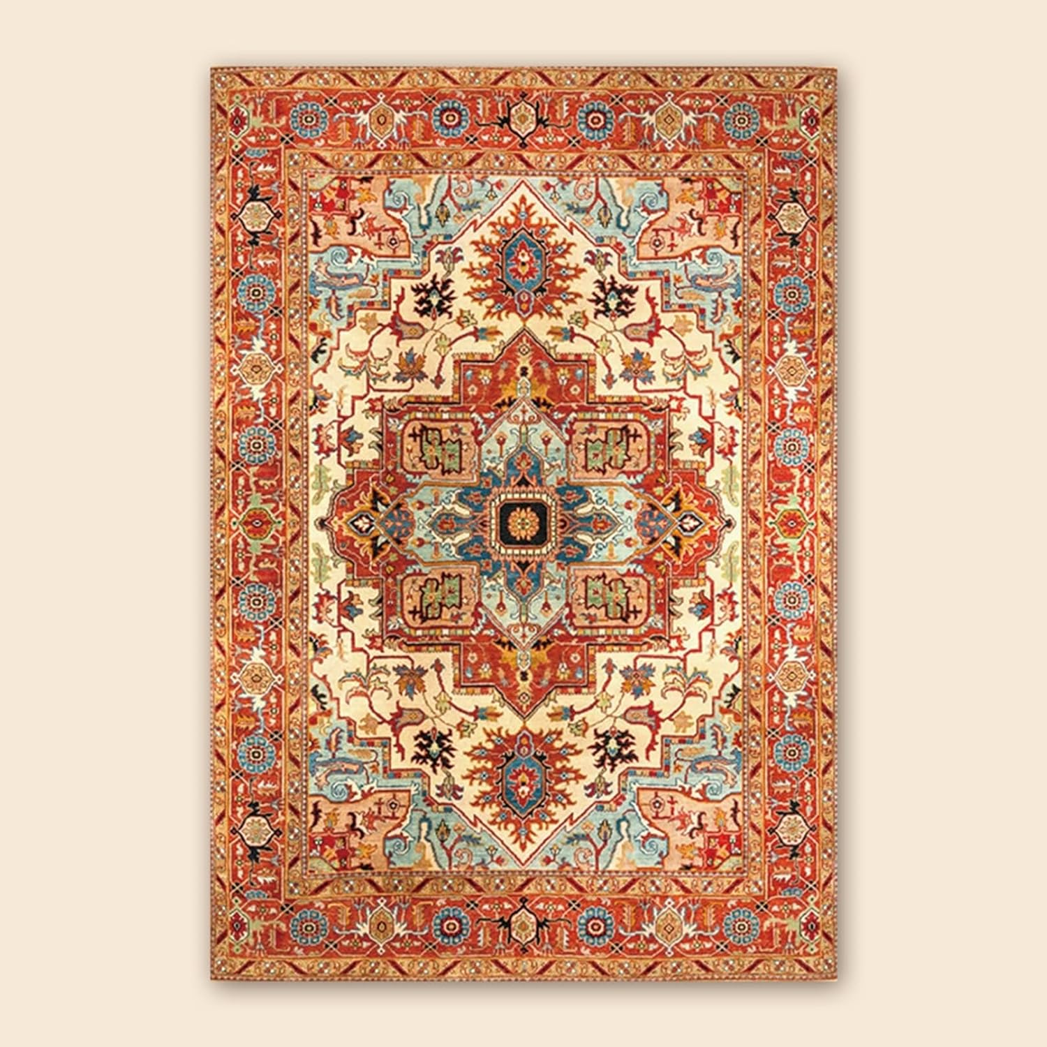 カーペット 洗濯可 40x60cm ラグ ホットカーペット対応 ボヘミア風 エスニック オールシーズン 手触り 柔らかい すべり止め 低反発 防音 インテリア 長方形 ラグマット 抗菌防臭 ペルシャ
