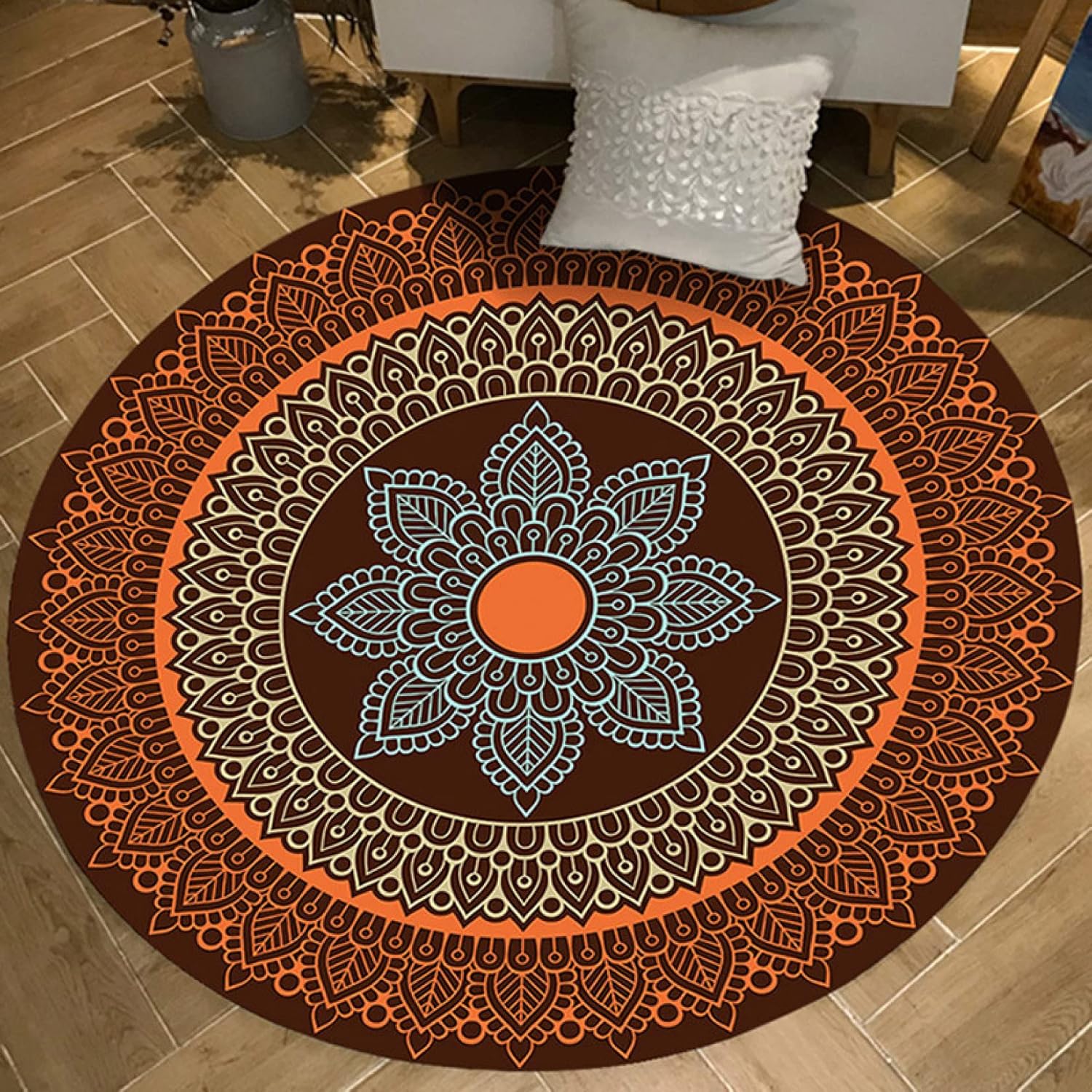 【25％OFFクーポン】ラグ スタイル ラグマット 100cm マイクロファイバー モロッコ風 北欧 エスニック 円形 民族風 北欧 洗える カーペット 滑り止め 防ダニ 絨毯 冬用 夏用 ウォッシャブル 絨毯 リビング用