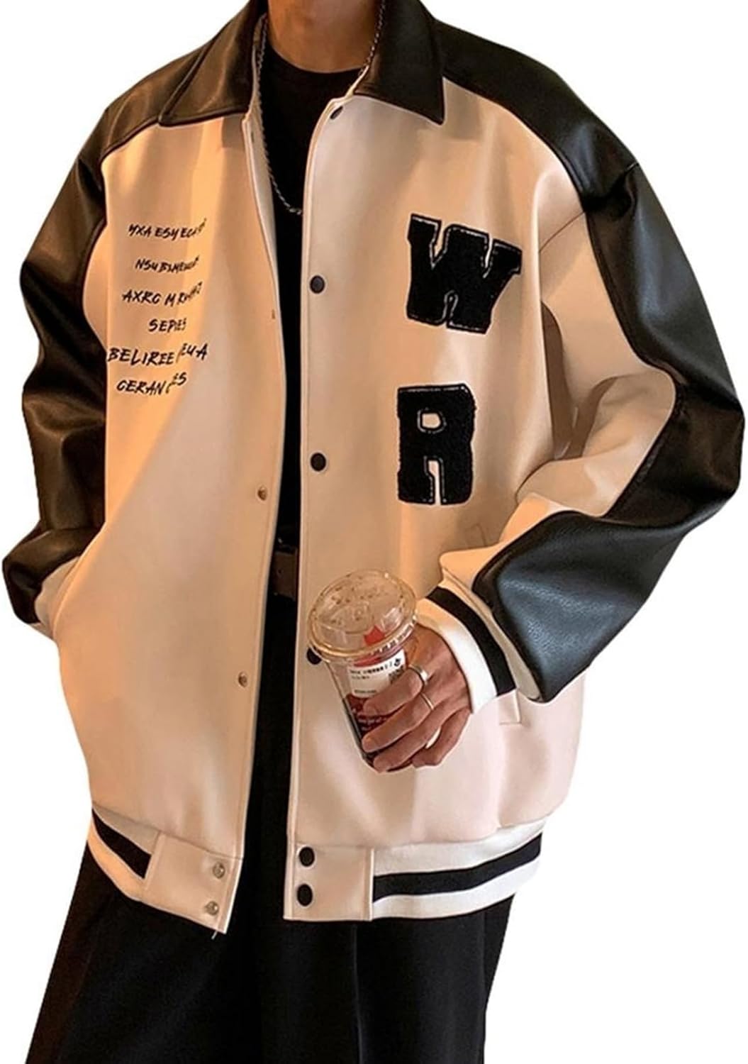 【全店通用25%OFFクーポン】レザージャケット ライダース メンズ カップル おしゃれ 英字柄 かっこいい 春 秋冬 防寒 防風 保温 PUレザー 革ジャン ブルゾン カジュアル 通学 アウトドア お出かけ アウター 大きい|大森麗萱