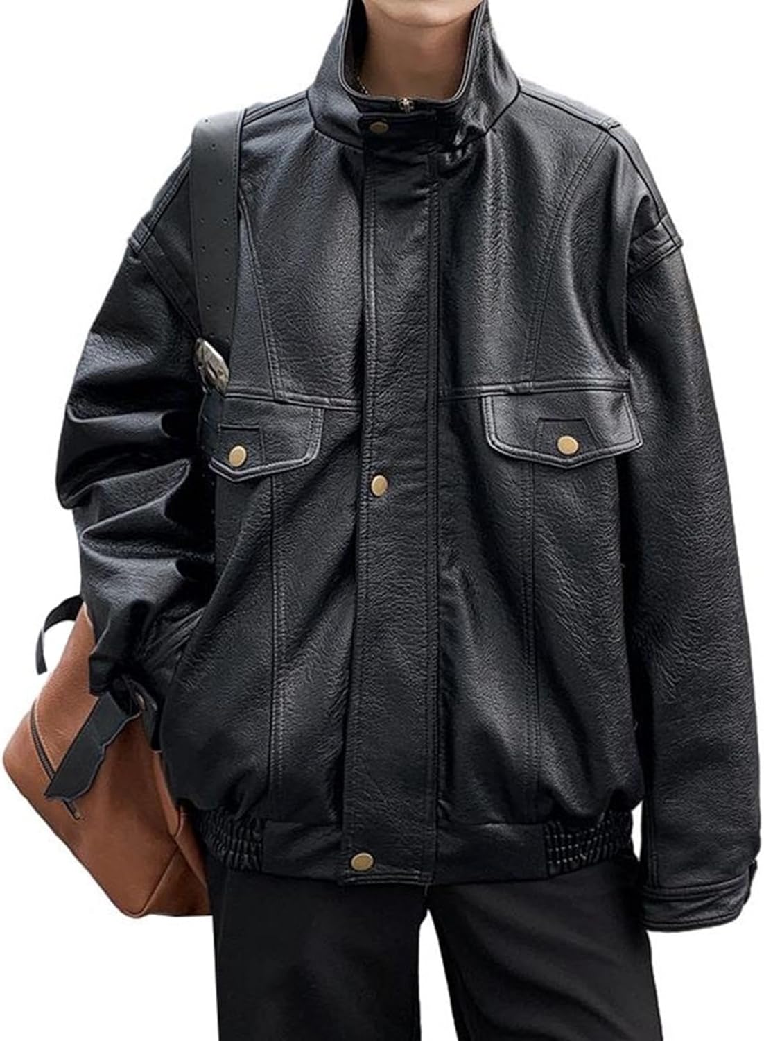 【今日このごろ押さえる、超買得30％OFFクーポン券、2度汐合い絶無】なめし革上衣 ライダース 黒 メンズ レディース PUなめし革 立ち襟 馬鹿でかい大きさ ゆったり レトロ かっこいい 革ジャン 上衣 烏兎冬 綿入り口・入口 防風 防寒 保温 撥水 心地好い 通学