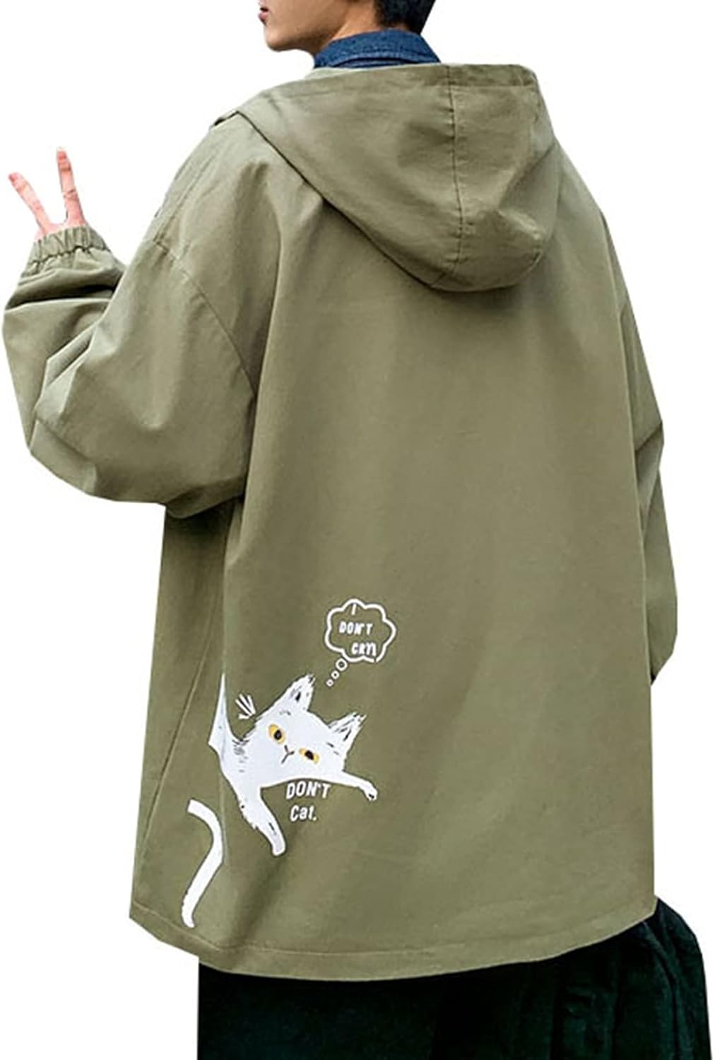 【今日このごろ押さえる、超買得30％OFFクーポン券、2度汐合い絶無】4色詳しく述べる ウィンドブレーカー メンズ かっこいい 今めかしい 猫柄 上衣 烏兎 ボンネット付き添い人 防風 防寒 運動競技 アウトドア 普段着 アウター 心地好い 着回し ゆったり 馬鹿でかい大きさ M