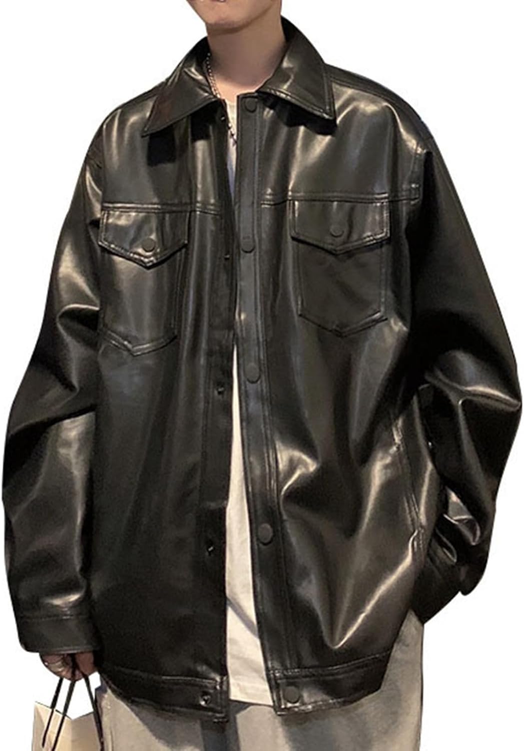 【今日このごろ押さえる、超買得30％OFFクーポン券、2度汐合い絶無】革ジャン ライダース メンズ 黒いこと PU革 折り襟 馬鹿でかい大きさ ゆったり 着飾る かっこいい なめし革上衣 スタジャン 烏兎 防風 防寒 保温 撥水 心地好い 通学 通い 自動自転車用