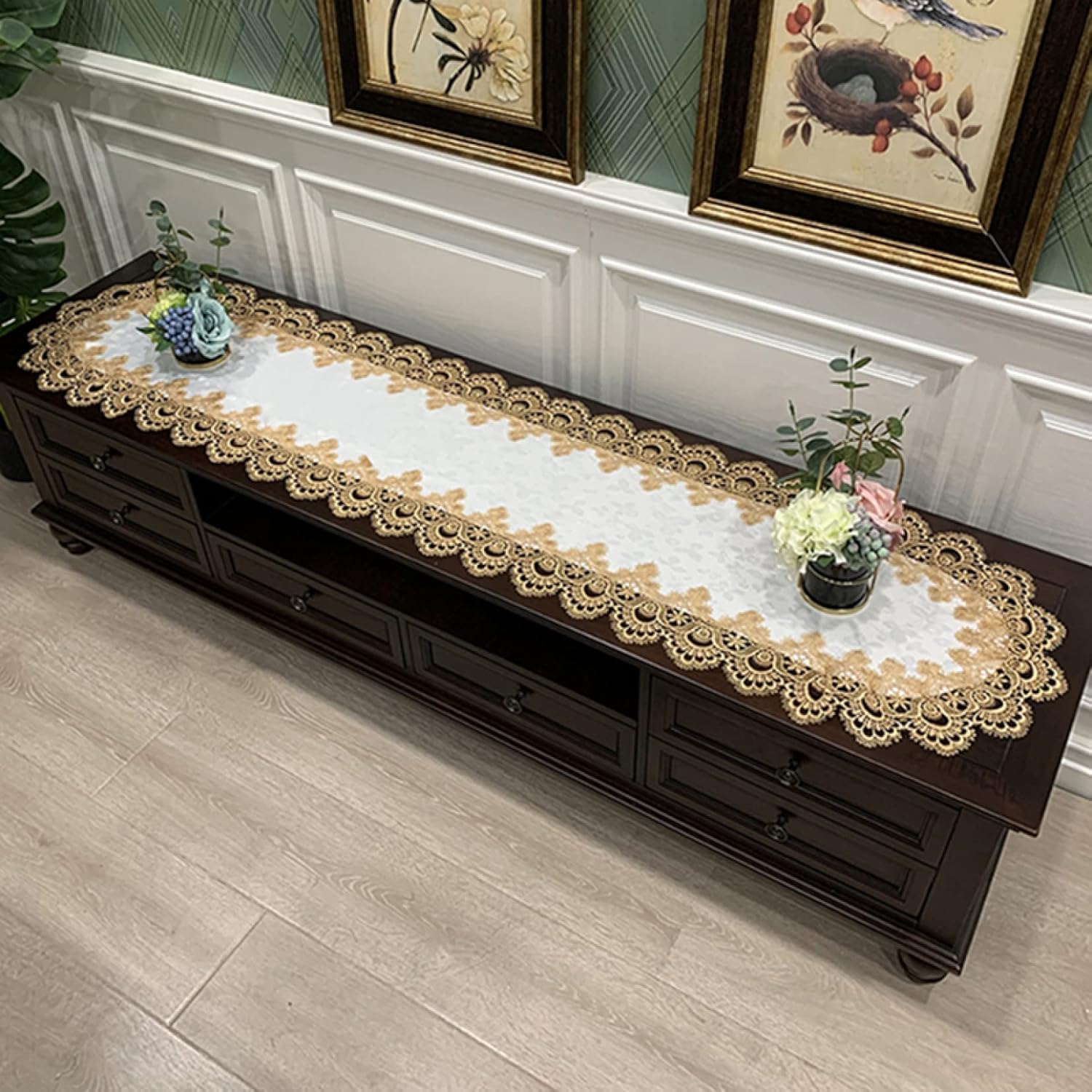 【全店通用25％OFFクーポン】テーブルランナー センター テーブルフラグ ヴィンテージ 結婚式 レース テーブルランナー 白 ウェディングテーブル ダイニングテーブルランナー 装飾 パーティー ベッドランナー ベッドセンター｜大森麗萱