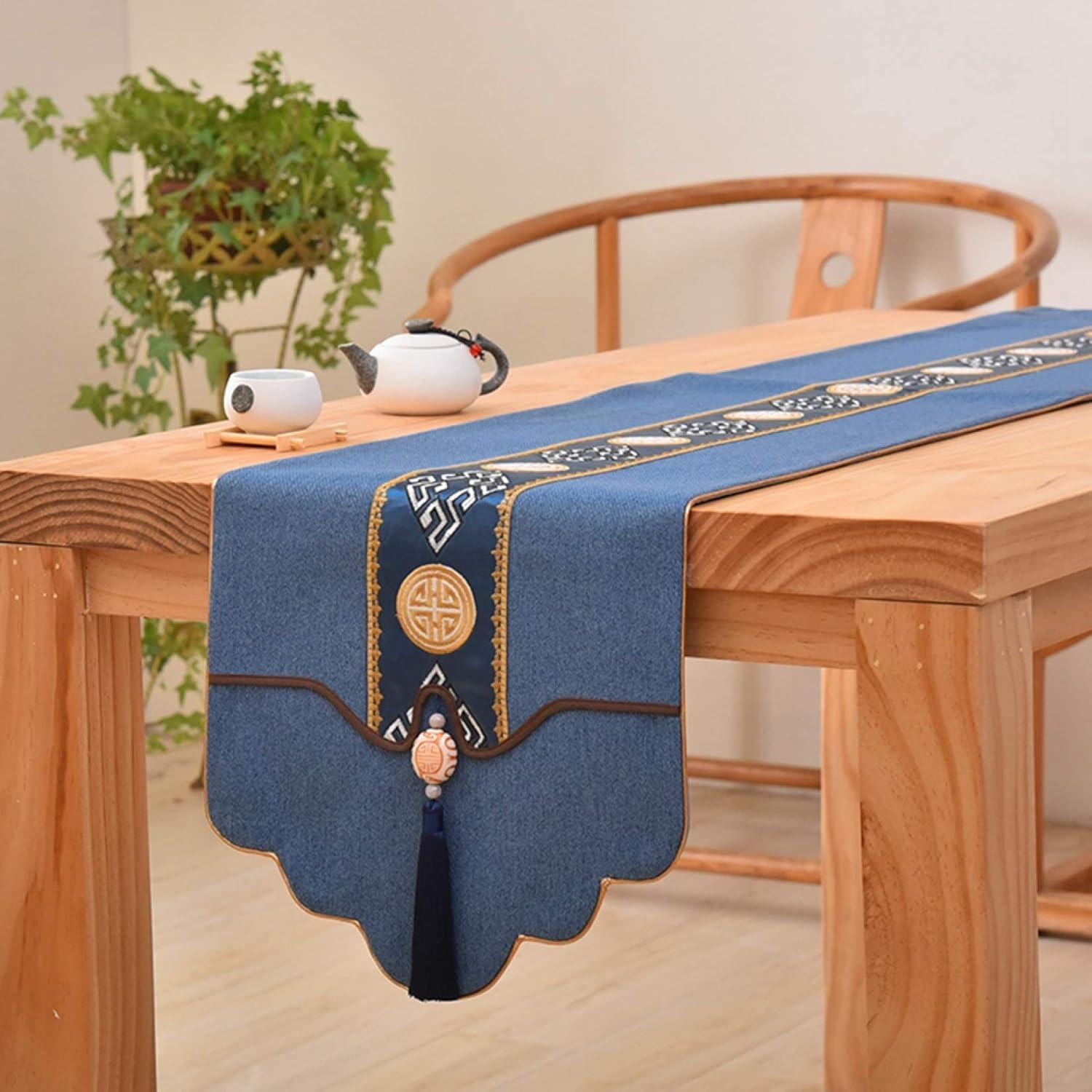 【全店通用25%OFFクーポン】タッセル付き テーブルランナーエレガント カラー9 ヴィンテージ テーブルランナー 33*200cm ドレッサース カーブキャビネット ダイニングルーム テーブル装飾 テーブルランナー おしゃれ|大森麗萱