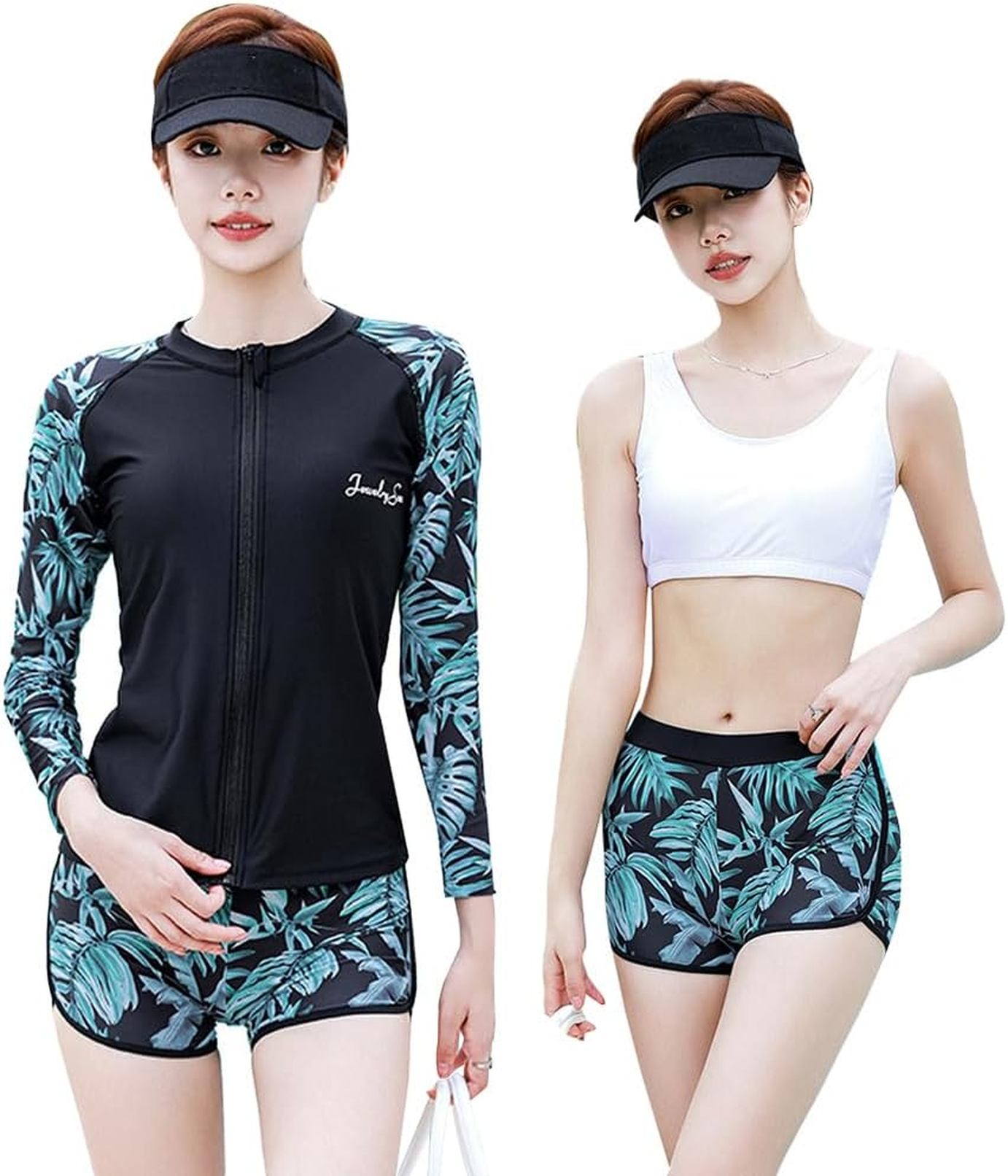 【25%OFFクーポン】水着 レディース ラッシュガード フィットネス水着 体型カバー セパレート水着 水着セット 3点セット パッド付き オシャレ タンキニ 水陸両用 プール おしゃれ 夏 ラッシュガード かわいい スポー
