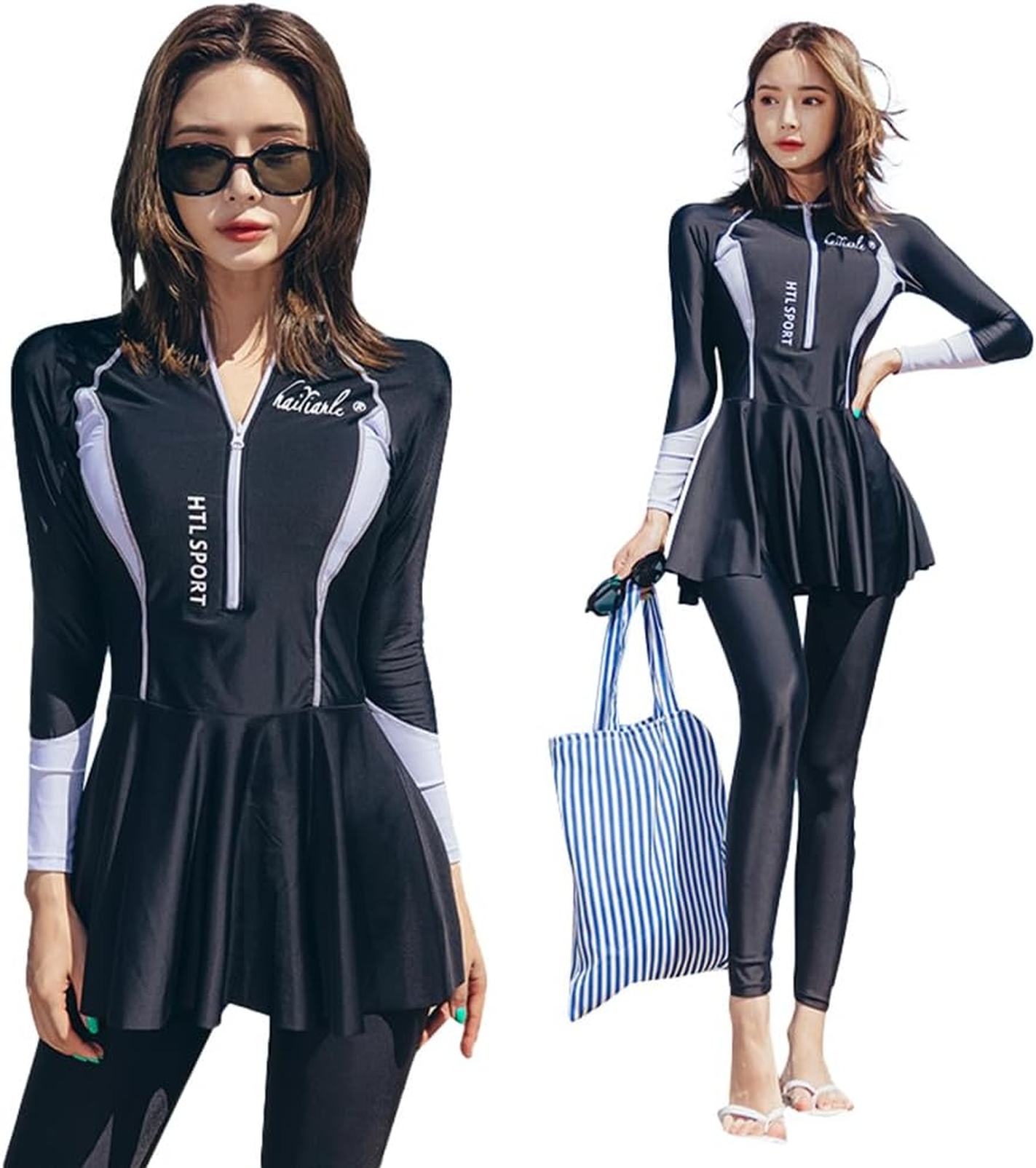 【25%OFFクーポン】フィットネス水着 レディース 体型カバー セパレート ワンピース水着 水着セット タンキニ ３点セット UVカット 競泳水着 日焼け止め 着痩せ プール おしゃれ 夏 ラッシュガード かわいい スポー
