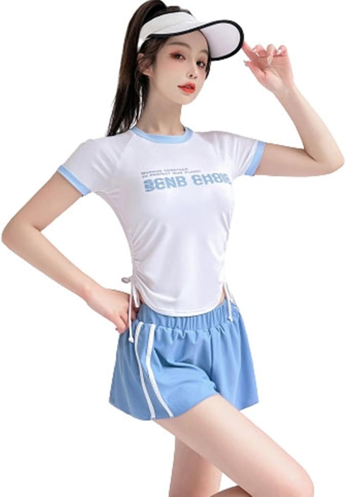 【25%OFFクーポン】競泳水着 レディース セパレート フィットネス水着 半袖 体型カバー 水着 女性 スイムウェア 可愛い スクール水着 温泉 旅行 水陸両用 練習用 スイミング 競泳 スポーツ フィットネス 着痩せ セ