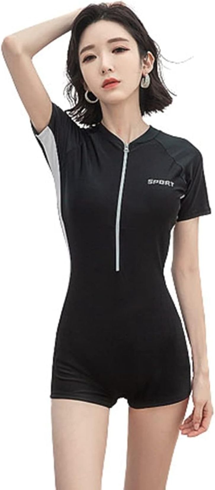 【25%OFFクーポン】水着 レディース 競泳水着 フィットネス水着 ワンピース水着 半袖ラッシュガード 紫外線対策 オールインワン 体型カバー UVカット 女性用 水泳 トレーニング スポーツ水着 通気 大きいサイズ 練習 6,904円