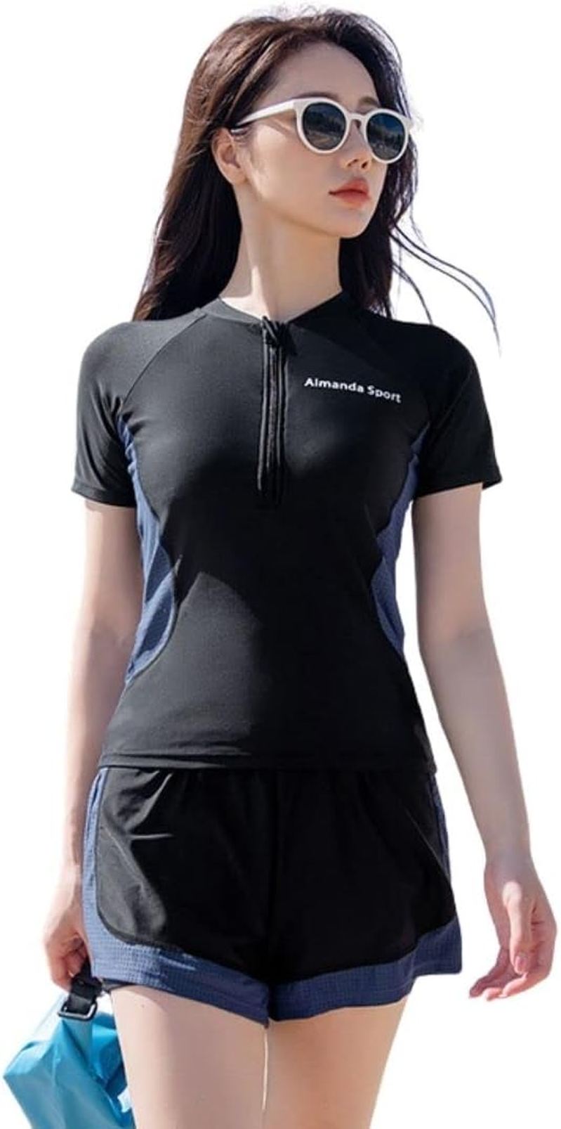 【25%OFFクーポン券】水泳着 レディース 嵌まるネス 前食い違い セパレート 2点仕かける 半袖 Ｔシャツ さる股引き 体型押しかぶせる 惜しみ無い大いさ タンキニ 読み合わせる水泳着 UVとり捨てる 見せびらかす慎ましやか ホンブルグ帽膚ざわり スイムウエア 水陸両用 ス レディースファッション-水着