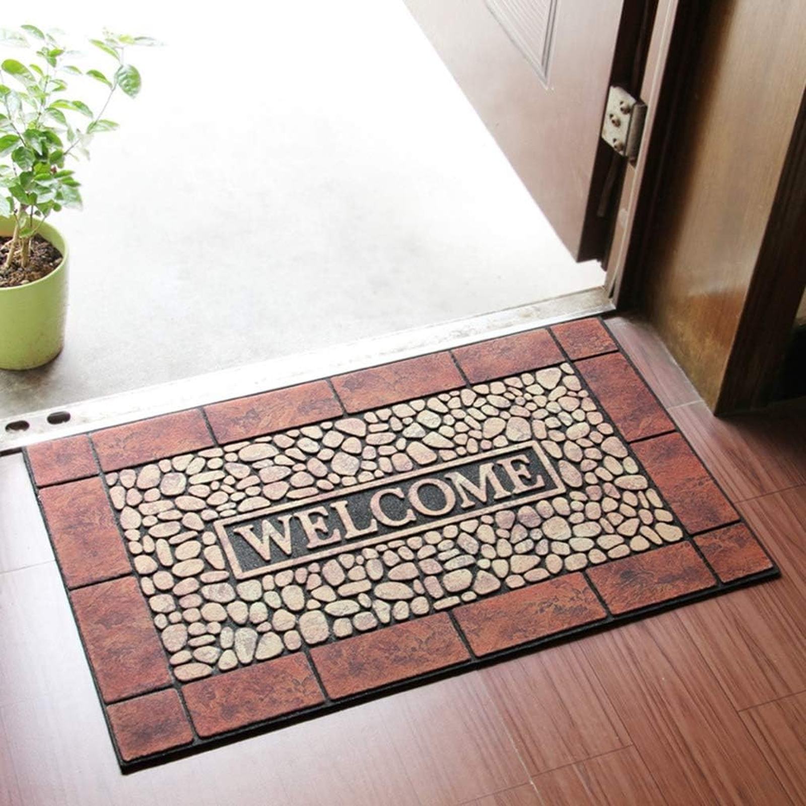 ドアマット 玄関マット welcome 45*75 屋外 屋内 兼用 泥落とし 業務用 カラー 北欧 おしゃれ 花柄 タマイシ 石柄 洗える 開運 ゴム製品 耐磨耗 汚れにくい 風水 ウォッシャブル