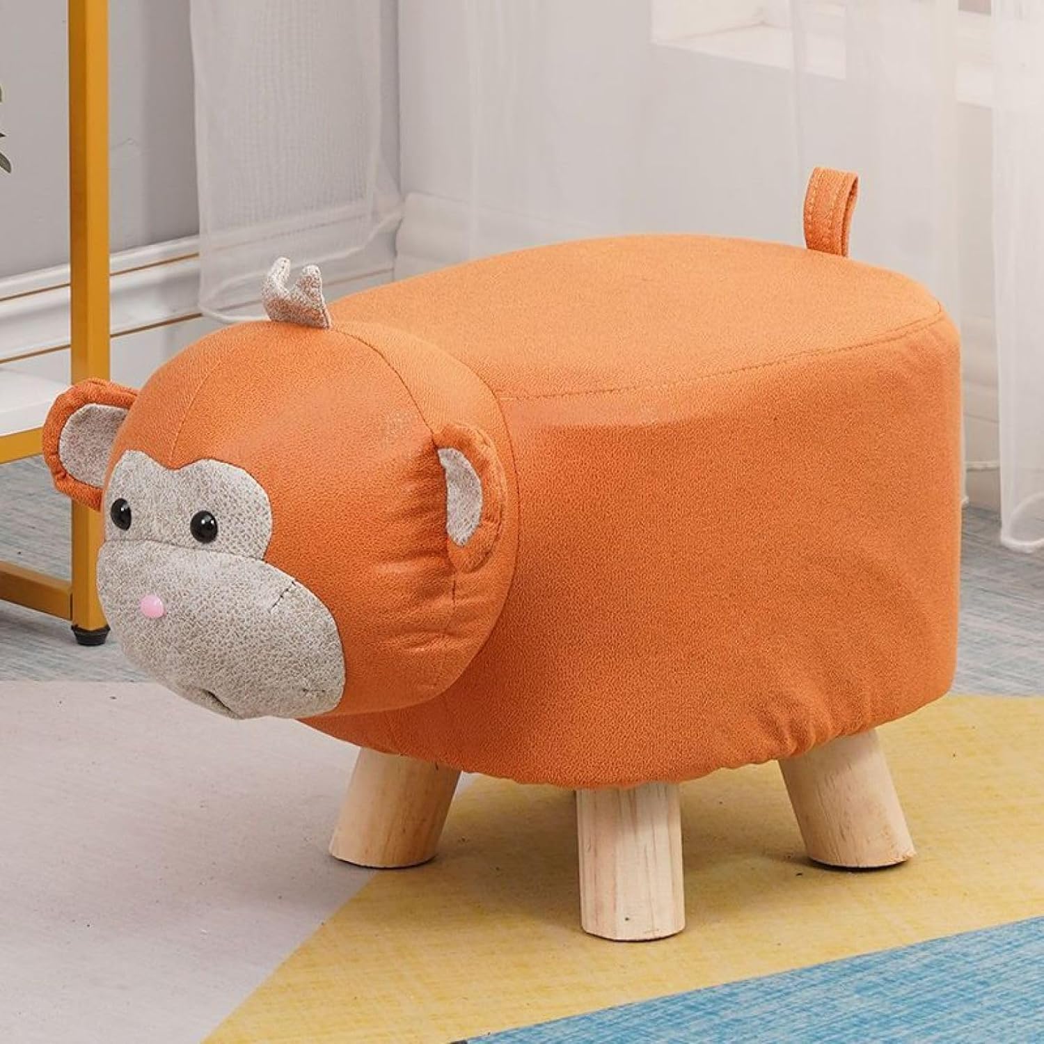 動物 アニマルスツール 木脚 足置き 靴替えスツール 動物オットマン PUレザー マルチスツール スクエア ローソファ 可愛い デスク下 座椅子 お手入れも簡単 柔らかい クッション 待合室 待合い椅