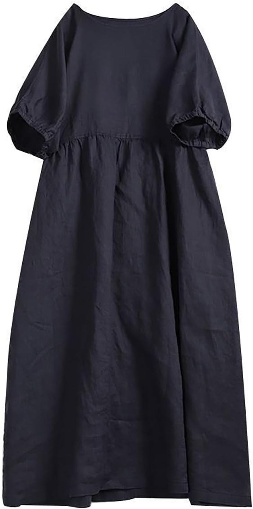 ワンピース レディース リネンワンピース 綿麻 半袖 ロングワンピース 体型カバー ナチュラル 夏服 森ガール ワンピース 大人 可愛い カジュアル