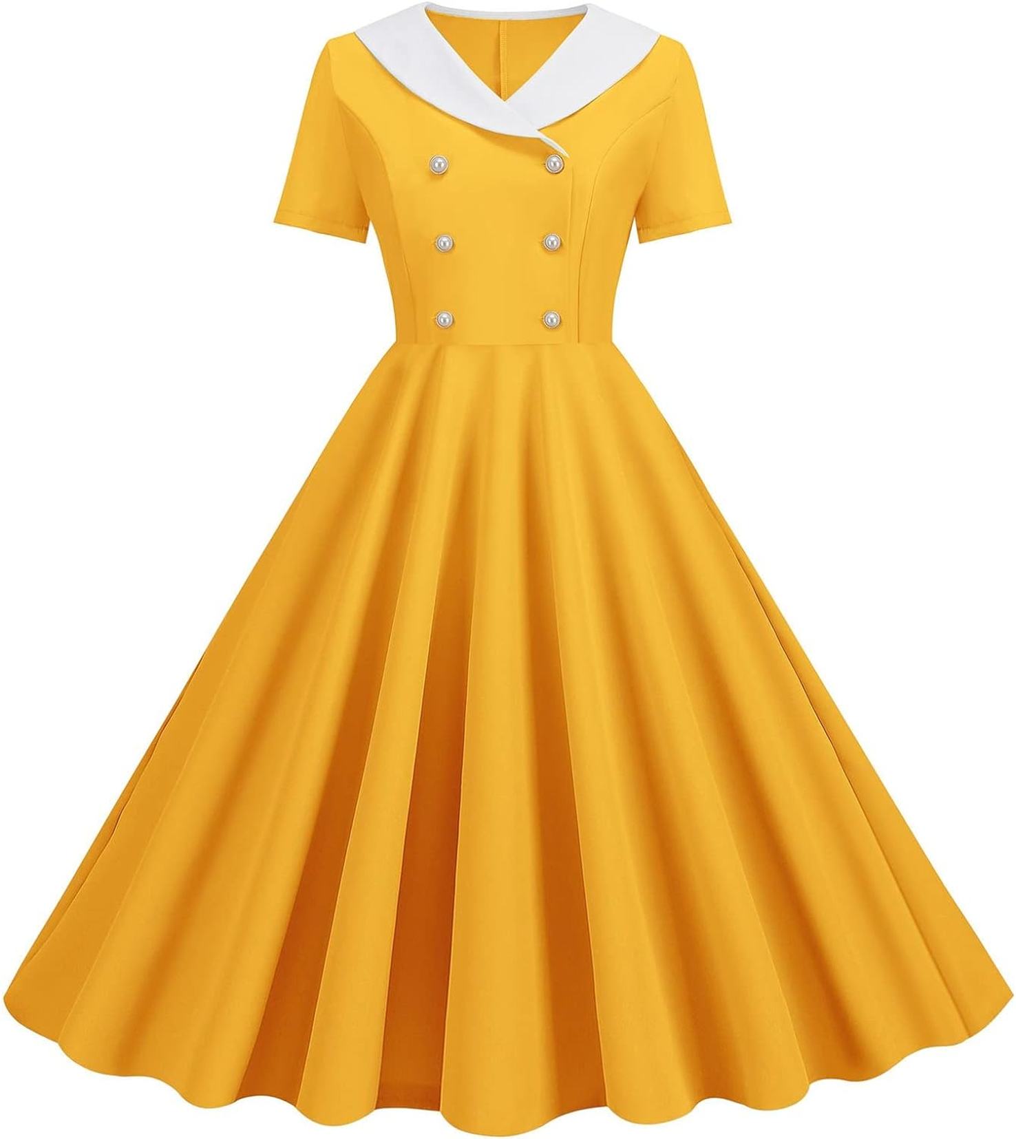 【25%OFFクーポン】レディース ワンピース 春夏 レトロ ロカビリードレス 50年代 半袖 Aライン 膝丈 無地 ひざ丈 パーティードレス フォーマルドレス 結婚式 きれいめ カジュアル 可愛い 通勤 春夏秋 オシャレ
