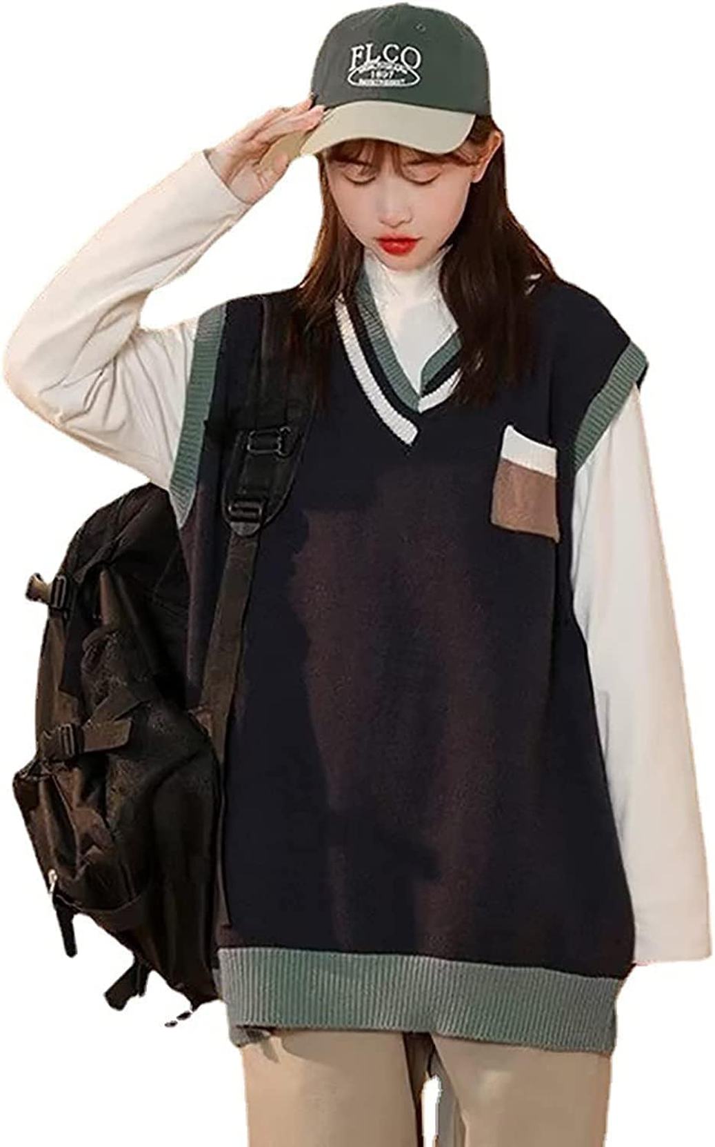 ニットベスト レディース チョッキ 学生制服 ジレセーター Vネック 学院風 無地 ゆったりスクールベストおしゃれ 柔らかカジュアルトップスプルオーバー可愛い 体型カバー学生 ベスト制服 オフィス 通