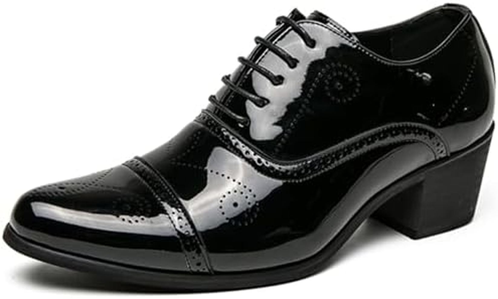 【25%OFFクーポン】ビジネスシューズ 革靴 メンズ ハイヒール?身長アップ PUレザー?エナメル 内羽根 ロングノーズ 紳士靴 ドレスシューズ ビジネス カジュアル ウォーキング 軽量 美脚 渋谷系 ホスト用 冠婚葬祭?