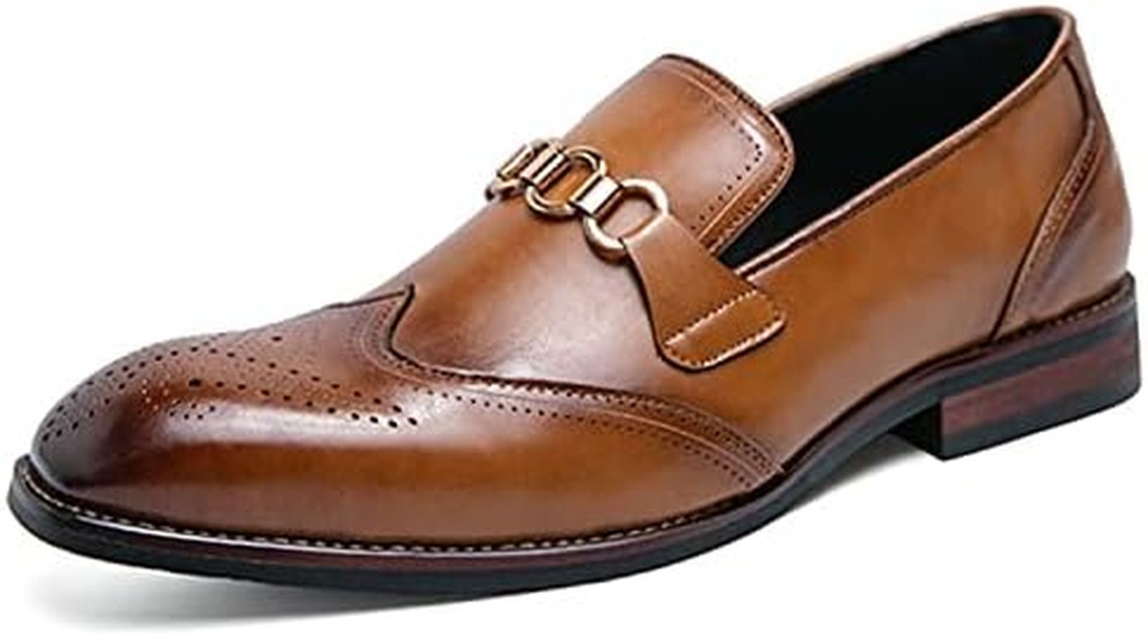 【全店通用25％OFFクーポン】ビジネスシューズ ビットローファー 革靴 メンズ 軽量 合皮 スリッポン ウイングチップ 素足 ゴールド ビット付き ドレスシューズ 運転靴 冠婚葬祭 ビジネス おしゃれ 走れる 撥水 防滑 カ｜大森麗萱
