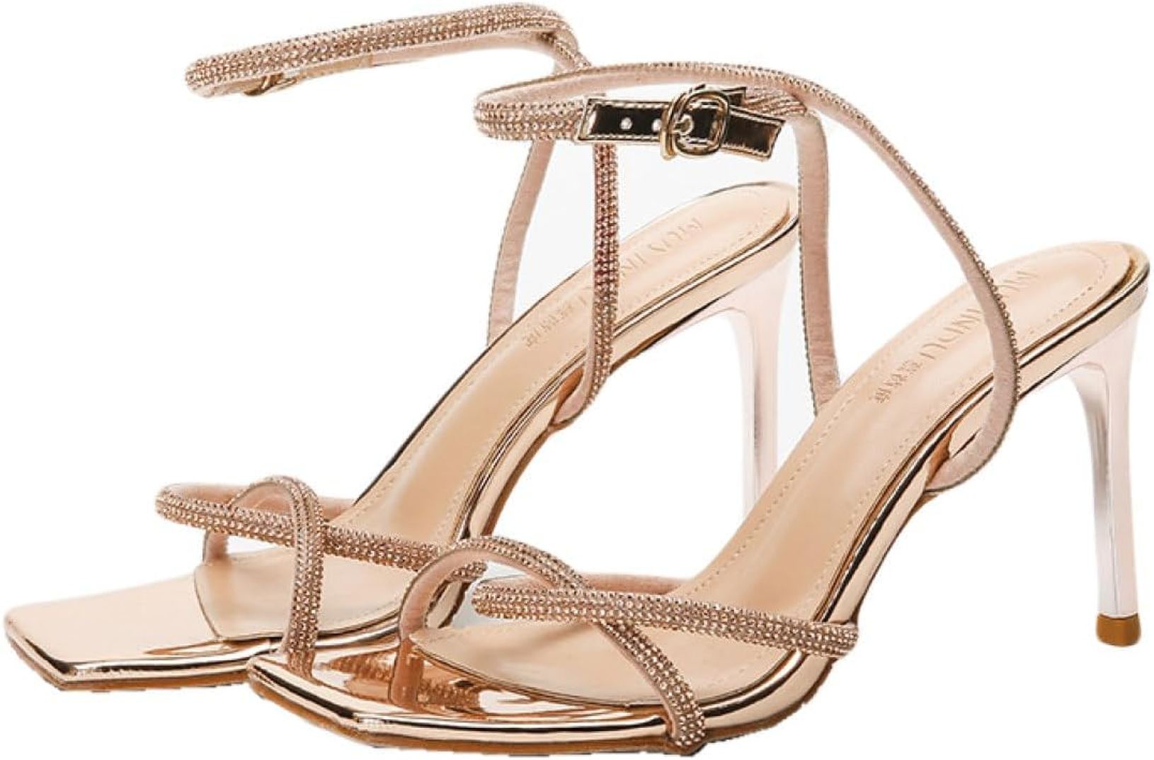 ハイヒール サンダル ストラッ ピンヒール レディーズ ストラップバックル クロスストラップ 8cm 美脚 女性用 ラインストーン 無地 エナメル セパレート キャバスーツ 二次会 ドレス