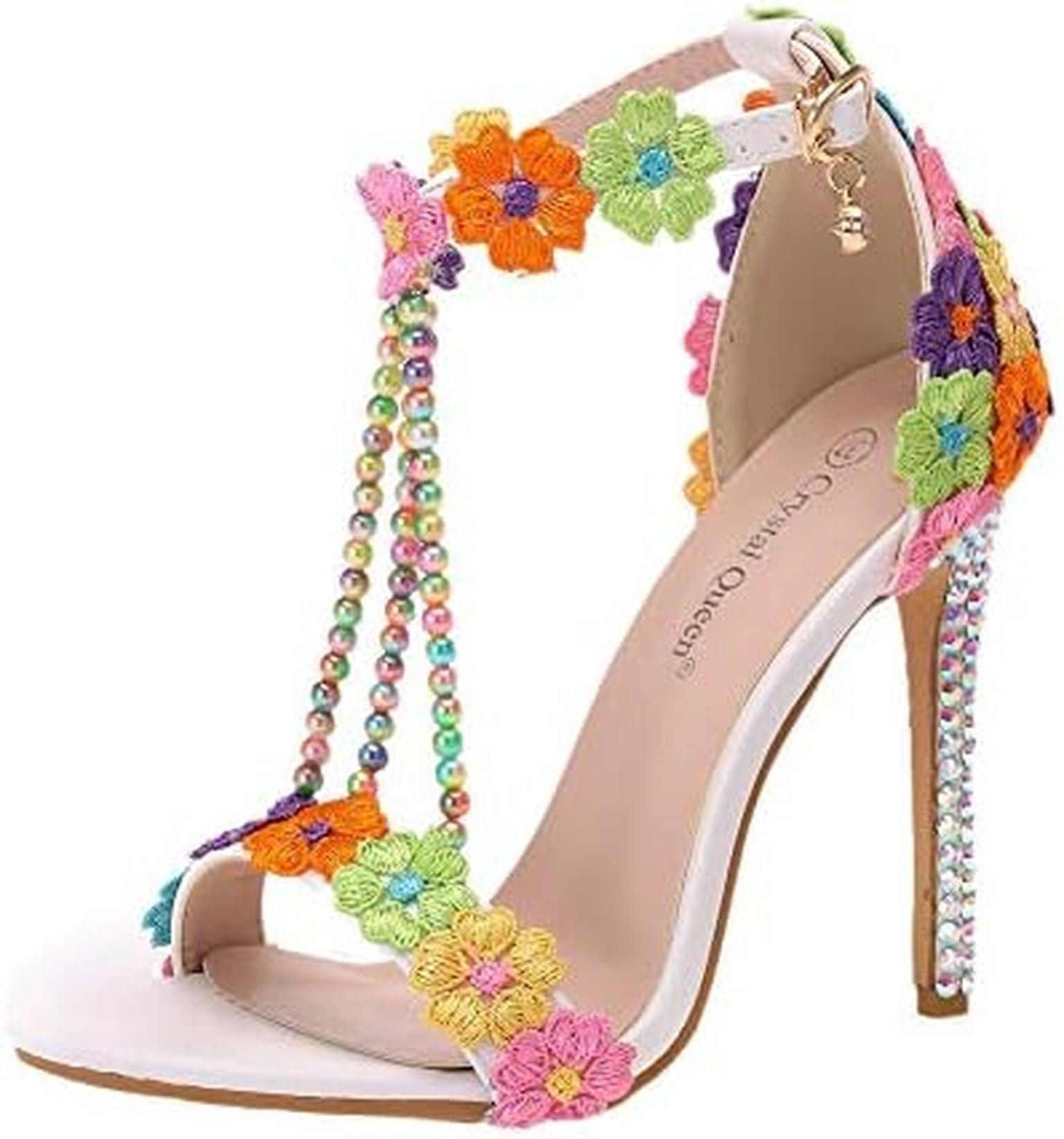 【25%OFFクーポン】ハイヒール サンダル ストラッ ウェディングシューズ ストラップ ヒール約11cm パンプス 結婚式 パール付き オープントゥ パンプス ピンヒール キャバ嬢 歩きやすい 美脚 花嫁 二次会 披露宴