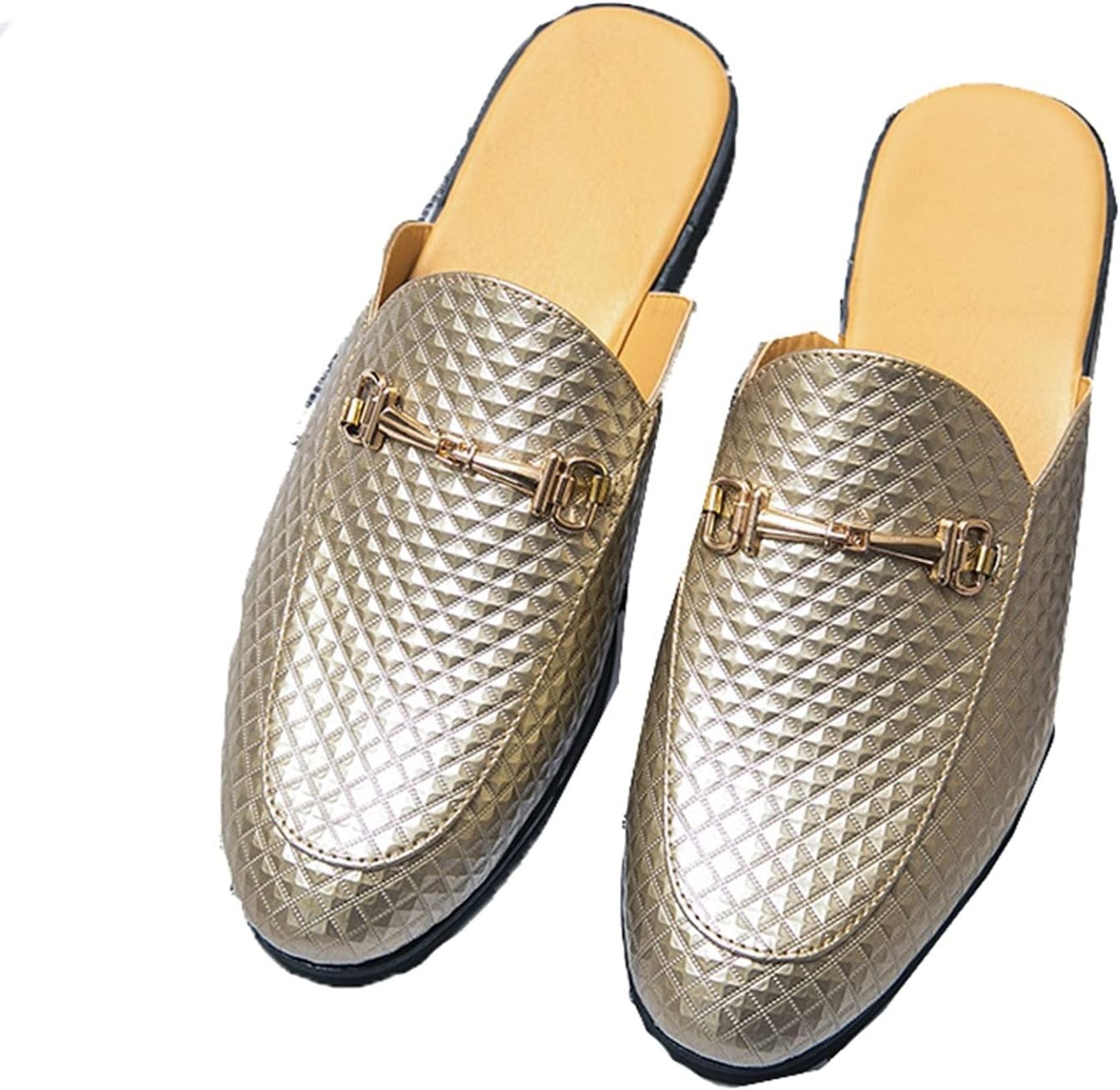 【25%OFFクーポン】スリッポン ビジネスサンダル メンズ 軽量 スリッパ 通気性 かかとなし フラット ゴールド 疲れにくい 履き心地 ローファー 楽チン 小さいサイズ 日常 紳士靴 お出かけ 大きいサイズ 社内履き 職