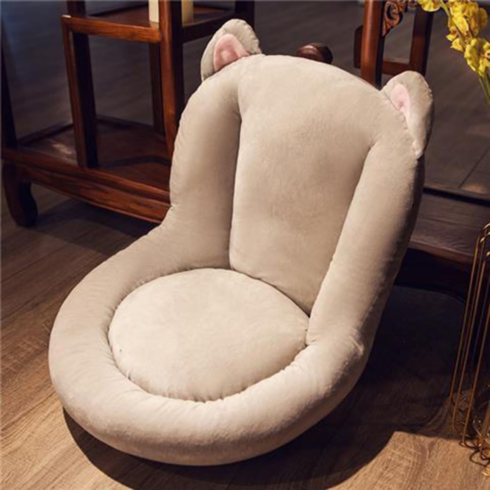 【全店通用25%OFFクーポン】クッション 座布団 グレー 動物 かわいい ざぶとん 座れる 低反発 背もたれ 腰当て あたっか 冷え対策 おしゃれ 腰が痛くならない 一人用 仕事用 オフィス イス用 ppコットン チェアクッ|大森麗萱