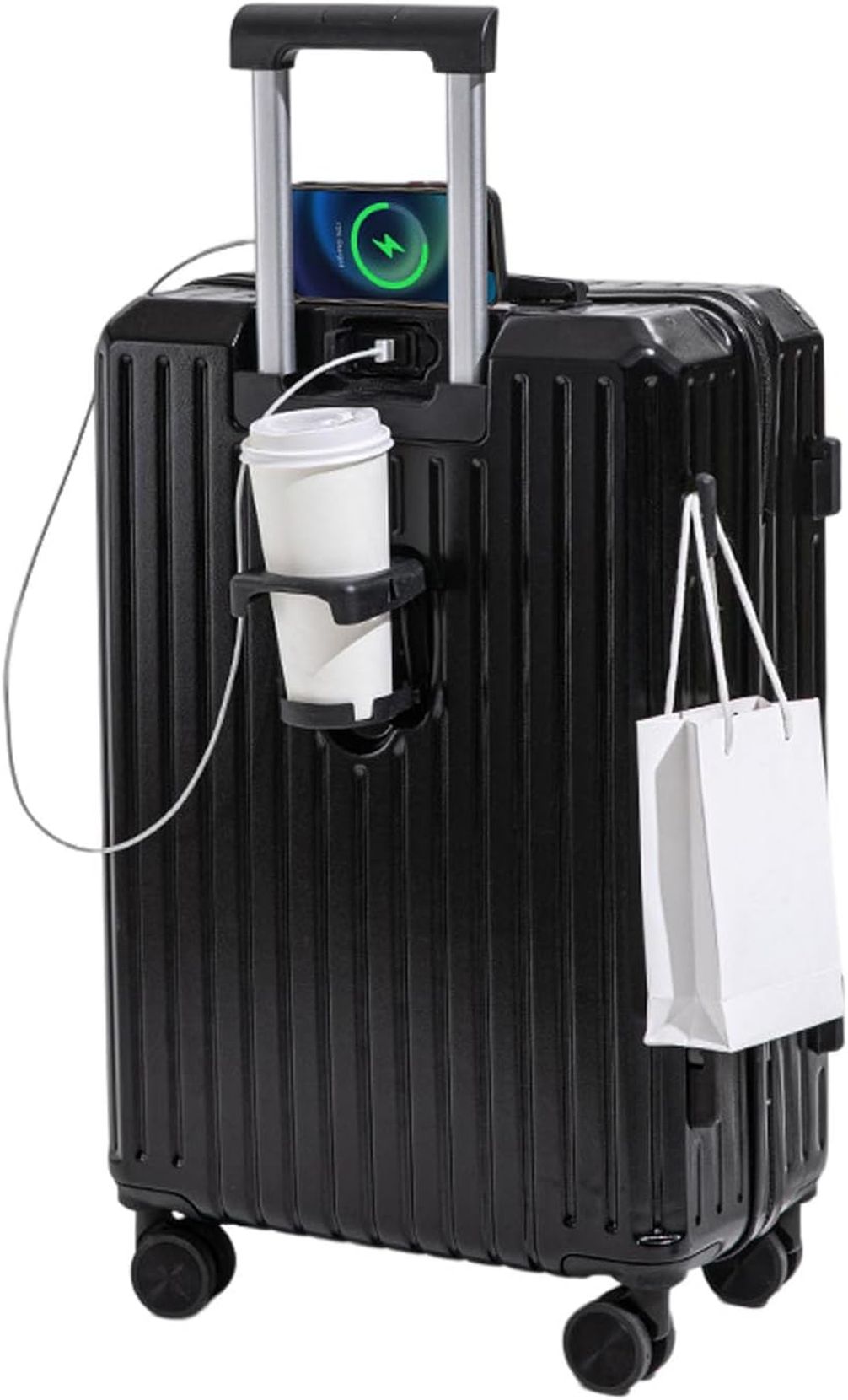 スーツケース usb充電ポート付き キャリーケース カップホルダー付き サイドフック かわいい ビジネス 海外旅行 旅行出張 多機能 キャリーバッグ 機内持ち込 耐衝撃 大型 軽量 静音 卒業旅行