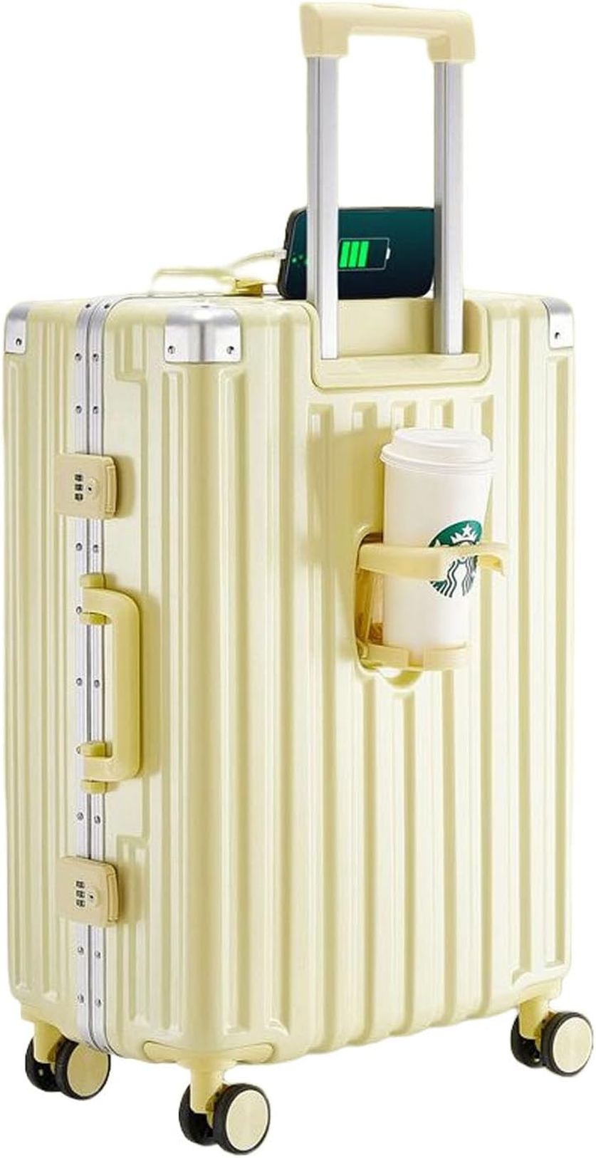 【全店通用25%OFFクーポン】スーツケース キャリーケース USBポート付き カップホルダー付きアルミフレーム キャリーバッグ 耐衝撃 超軽量 大型 軽量 フロントフック 静音 ダブルキャスター大容量 頑丈 多収納ポケットト|大森麗萱