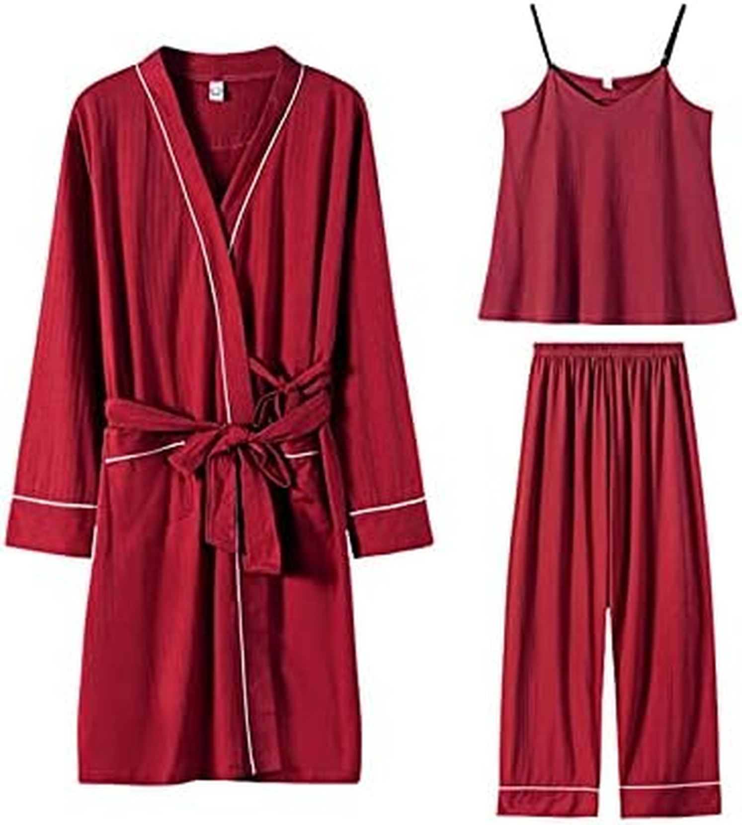 【全店通用25％OFFクーポン】パジャマ レディース 3点セット前開き 長袖 キャミソール 長ズボン 夏春秋 綿 ナイトガウン ゆったり おしゃれ ポケット付き ルームウェア かわいい 無地 通年利用｜大森麗萱