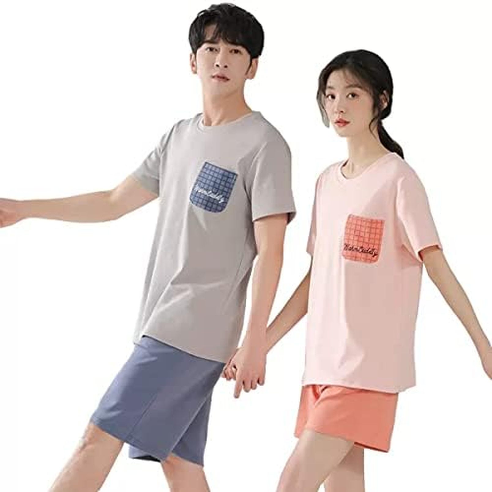【全店通用25％OFFクーポン】夏 パジャマ カップル 半袖 綿 ペアルック 男女セット ルームウェア 通気 恋人 おそろい 部屋着 プレゼント 結婚祝い｜大森麗萱