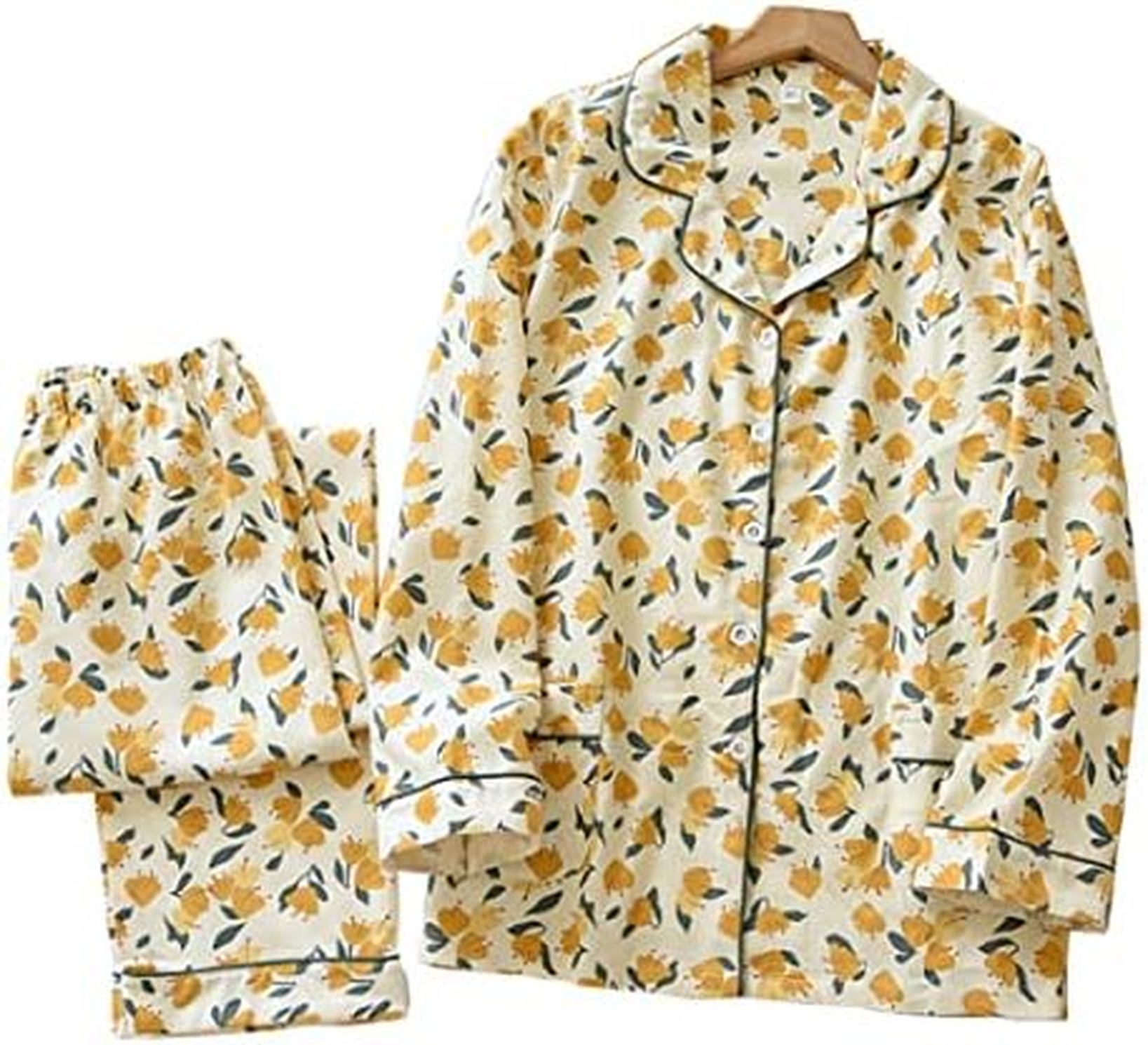 【全店通用25％OFFクーポン】パジャマ レディース ルームウェア 長袖 衿付き 2点セット 可愛い 人工コメント ポケット付き シルク 花柄 寝間着 寝巻き 部屋着 上下セット 誕生日 プレゼント 夏 春 敏感肌｜大森麗萱