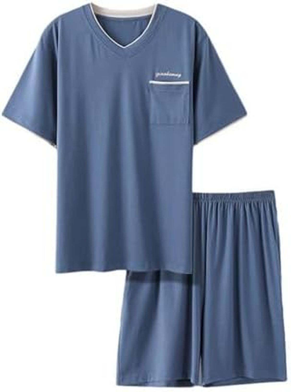 【全店通用25％OFFクーポン】パジャマ メンズ 半袖 夏 Tシャツ ショーツ 上下セット L-4XL プルオーバープル ルームウェア 寝巻き ストレッチ 薄手 大きいサイズ 家着 男性用 シンプル 便利服 部屋着 柔らかい｜大森麗萱