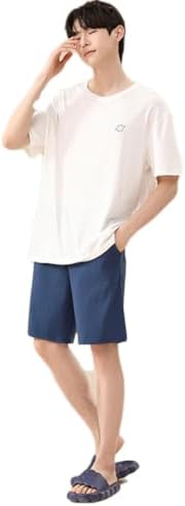 【全店通用25％OFFクーポン】パジャマ メンズ 無地パジャマ ルームウェア 半袖 上下セット ハーフパンツ Tシャツ 吸汗速乾 接触冷感 ストレッチ 部屋着 寝間着 寝巻き 部屋着 男性 ゆったり 春秋冬用 寝間着 春夏 薄｜大森麗萱 7,880円