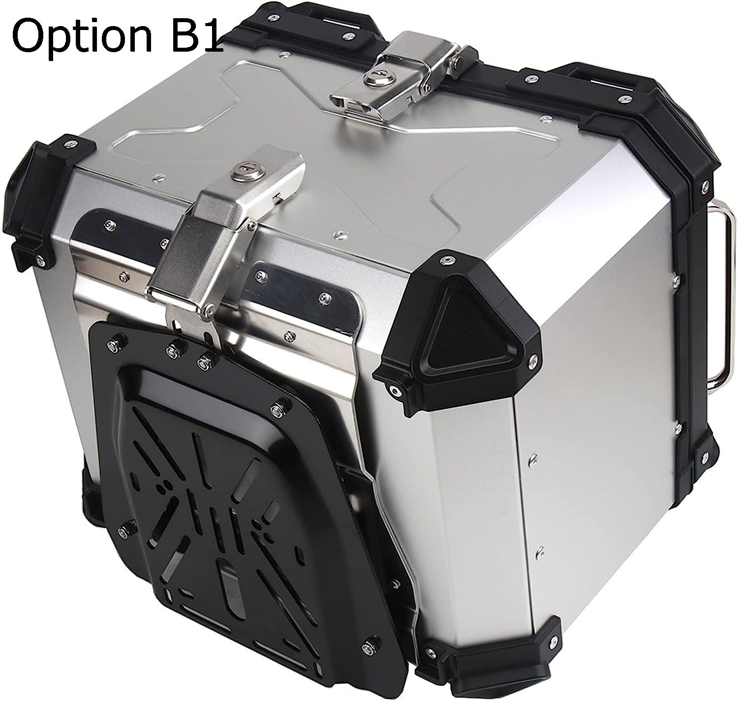 リアボックス 45Lオートバイトップボックスリアラゲッジケースアルミヘルメット収納ツールボックストランクユニバーサルアクセサリー防水クイックリリース (Color : Option B1)