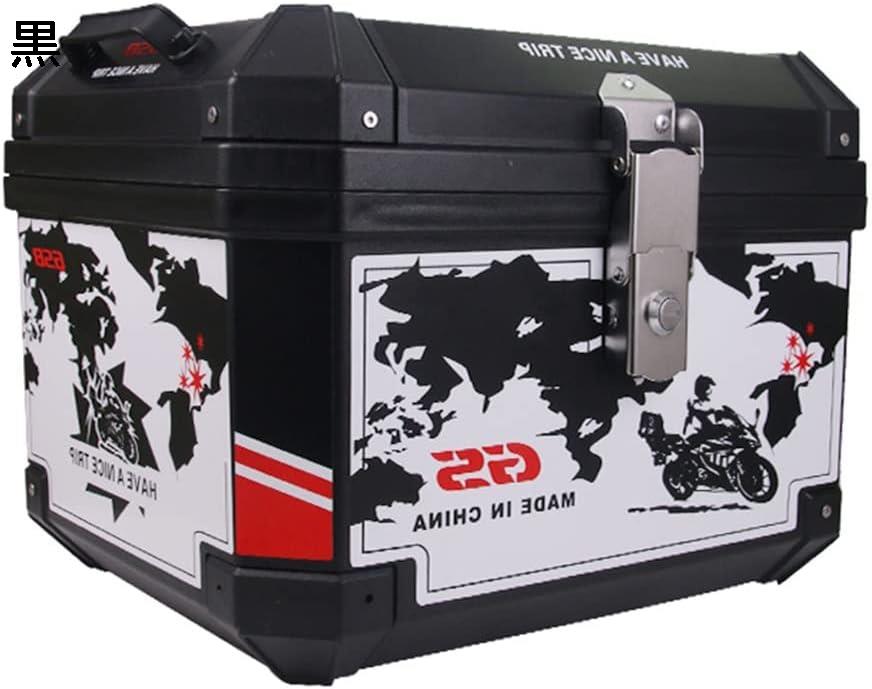 【25%OFFクーポン】汎用 リアボックス バイク用 リアボックス 45L トップケース 防水 四角 リアボックス 大容量 トップケース ヘルメット 収納 通勤/出前/キャンプ (Color : 黒, Size : A+Lining)