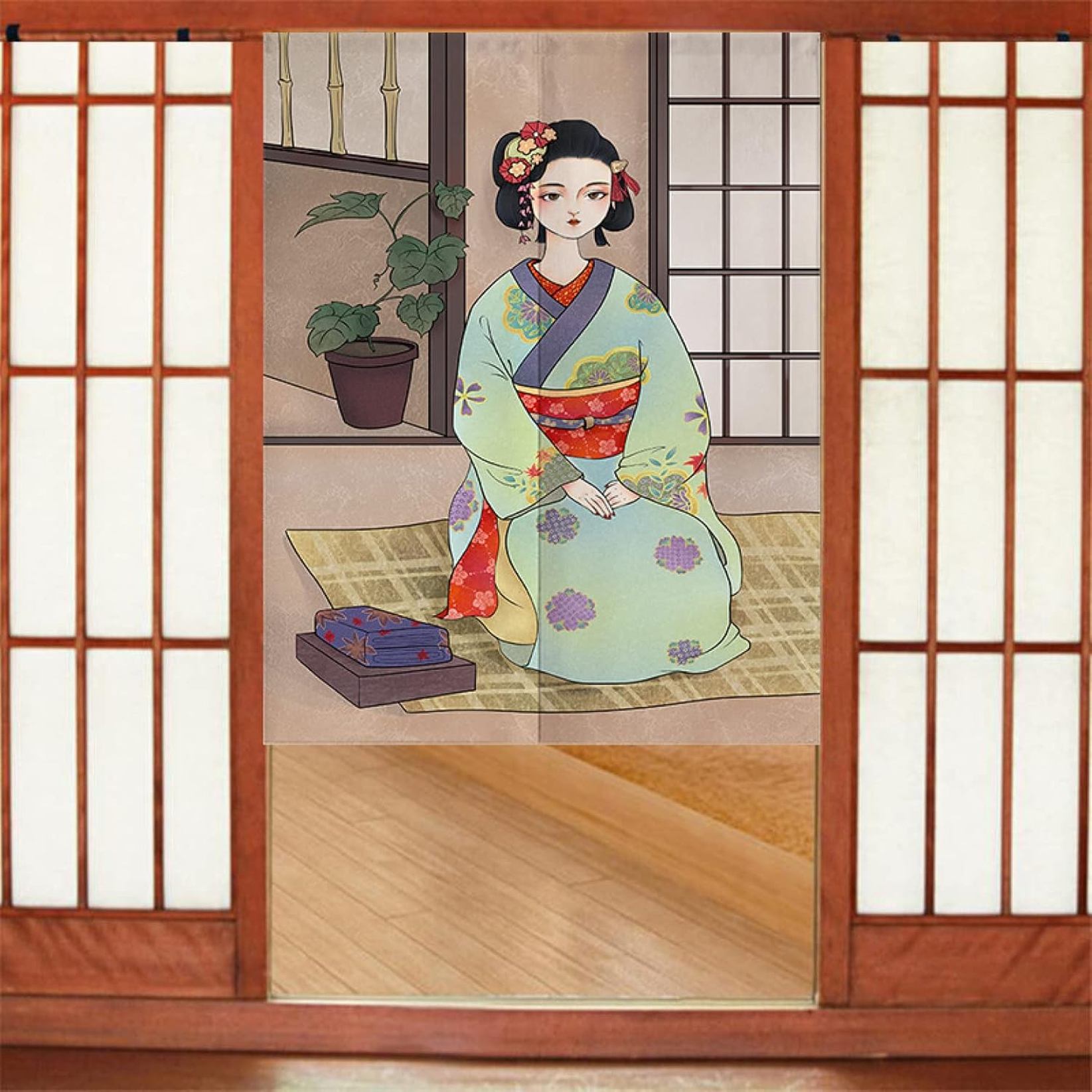 【全店通用25％OFFクーポン】のれん おしゃれ 目隠し 仕切り ドアカーテン かっこいい かわいい 花柄 和風 和柄 タンチョウ 風景のれん 暖簾 ブラインド キチン リビングルーム 田園風 開運カーテン 浴室 間仕切り 玄｜大森麗萱