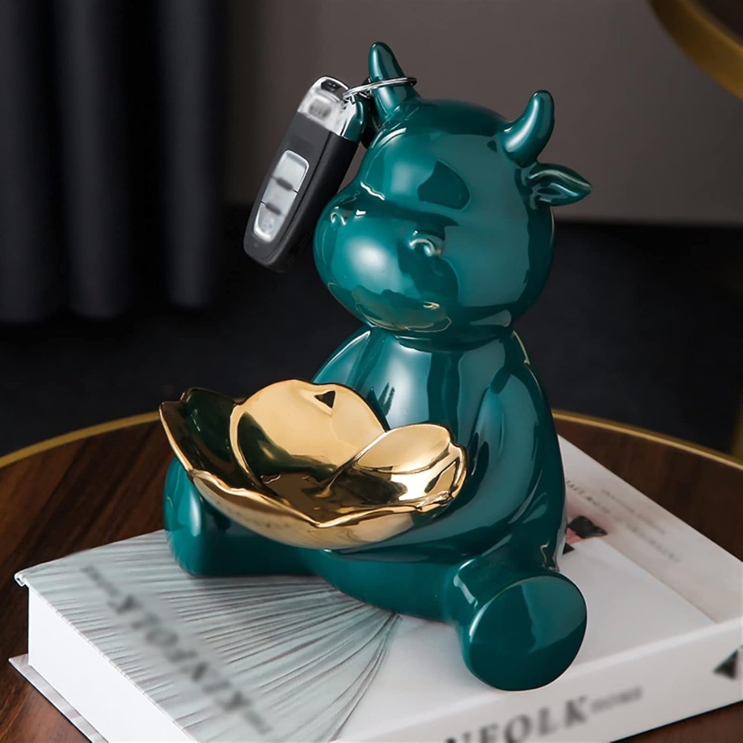 【全店通用25%OFFクーポン】玄関収納 卓上収納 ナイトスタンドオーガナイザー ジュエリー 鍵 腕時計 サングラス 多機能収納 陶磁器キーボウルキャンディーフルーツプレート、創造的なジュエリー電話コインの入り口の装飾、像彫刻|大森麗萱