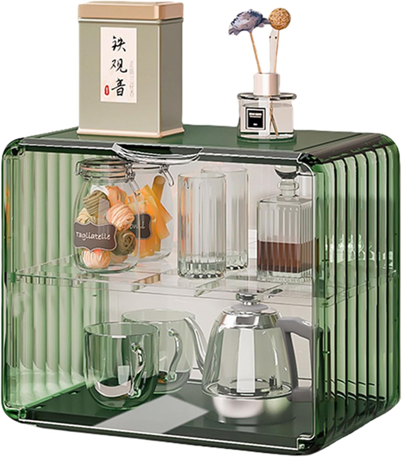 【今日このごろ押さえる、超買得30％OFFクーポン券、2度汐合い絶無】食器棚 卓上食器棚 勝手もと納める 2段 卓上勝手もと 納める棚 収納家具 アクリル繊維扉付き添い人 ミニ 優勝杯納める棚 今めかしい 納める助けになる か細い モビール棚 高だか生活様式用 北欧風 大静電容量 防塵 防湿 組み立