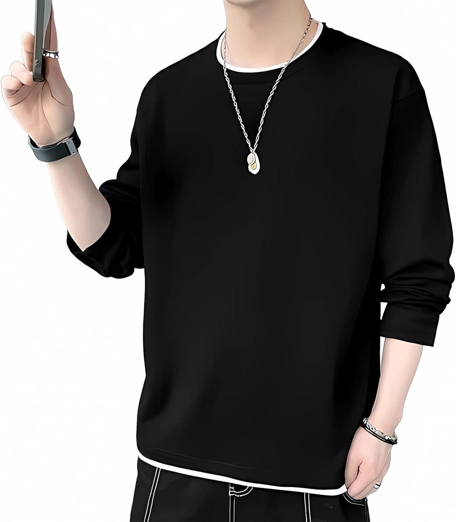 トレーナー メンズ 長袖 ロンティー ロングtシャツ ろんてぃーメンズ ろんぐtシャツ メンズ長袖tシャツ カットソー トレーナー ワッフル 無地 シンプル ゆったり シルエット カジュアル ビッグ